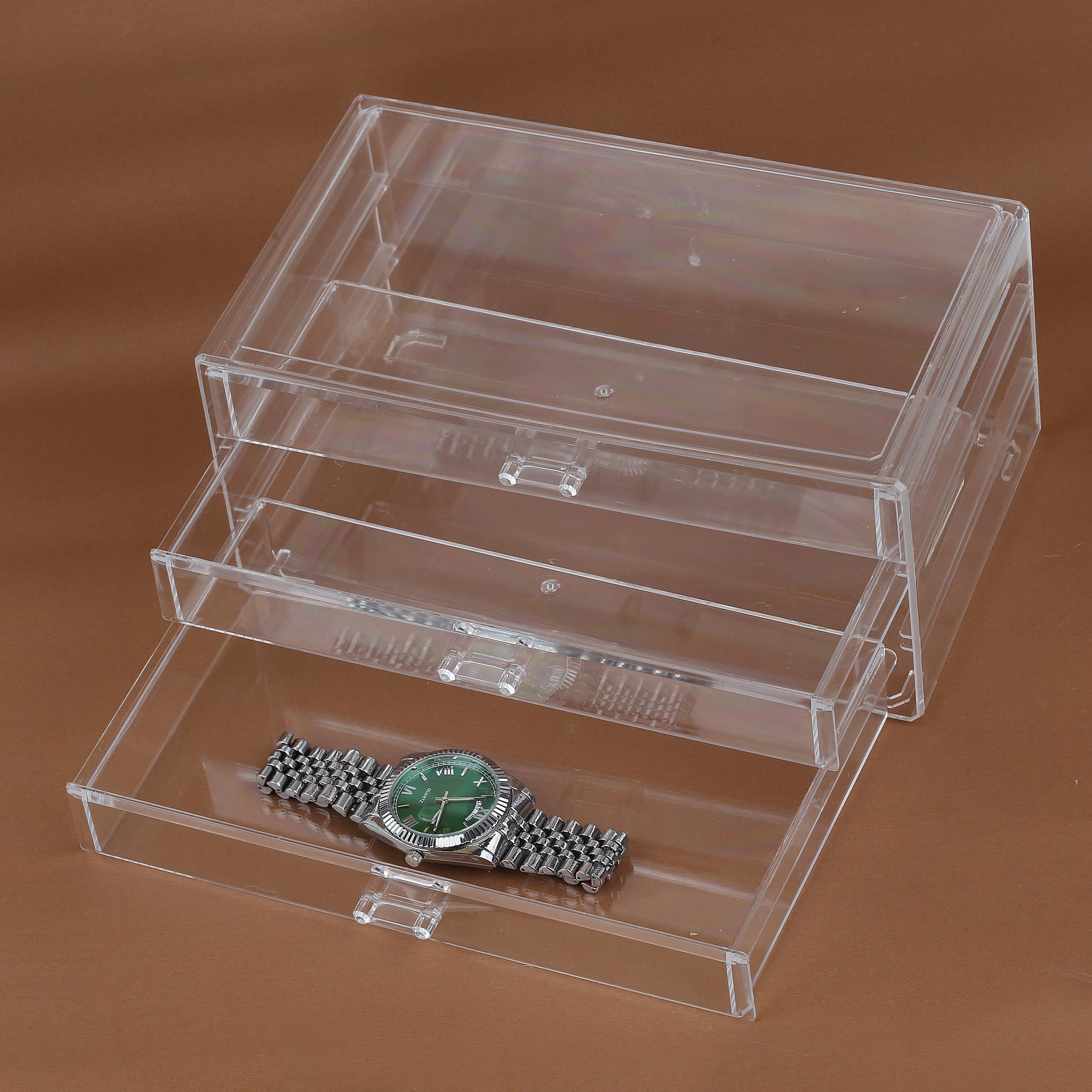 3 Katlı Çekmeceli Pleksi Takı Kutusu