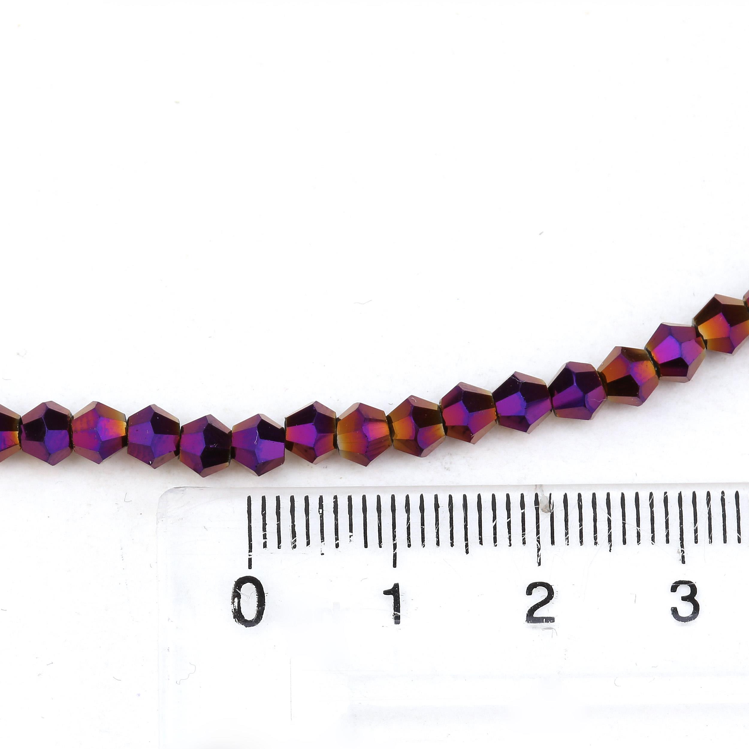 4 mm Kaplama Mor Piramit Cam Boncuk