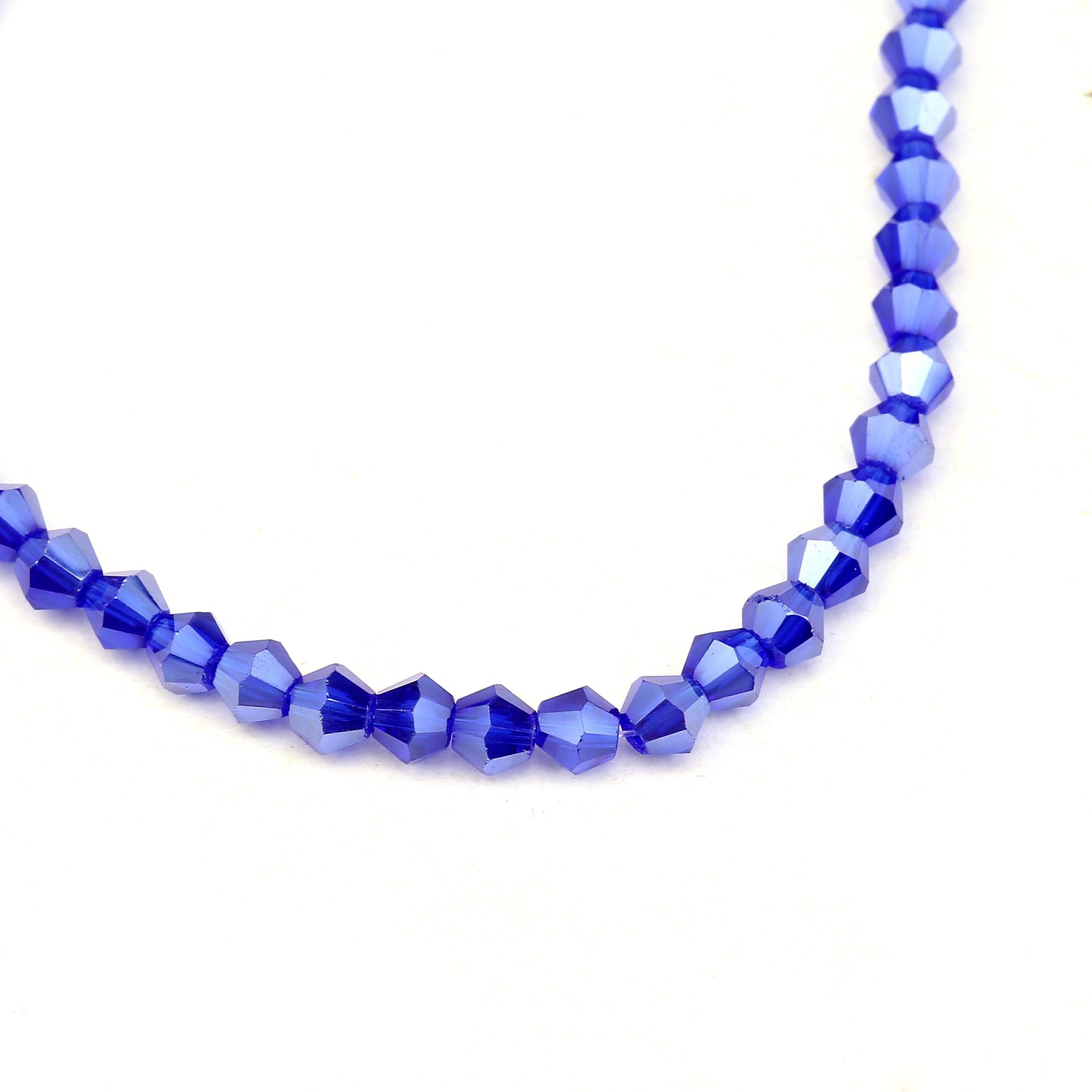 4 mm Saks Mavi Piramit Cam Boncuk