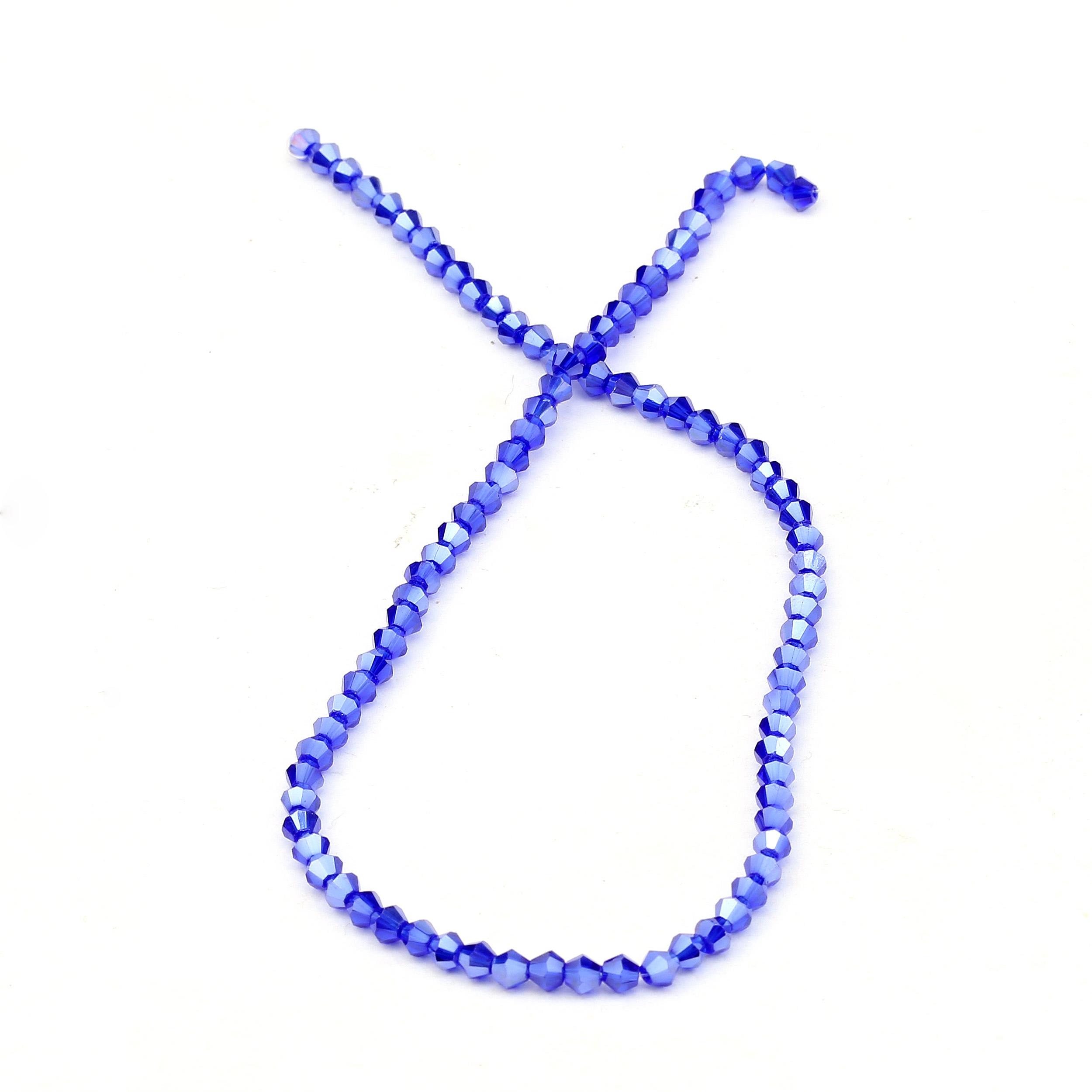 4 mm Saks Mavi Piramit Cam Boncuk