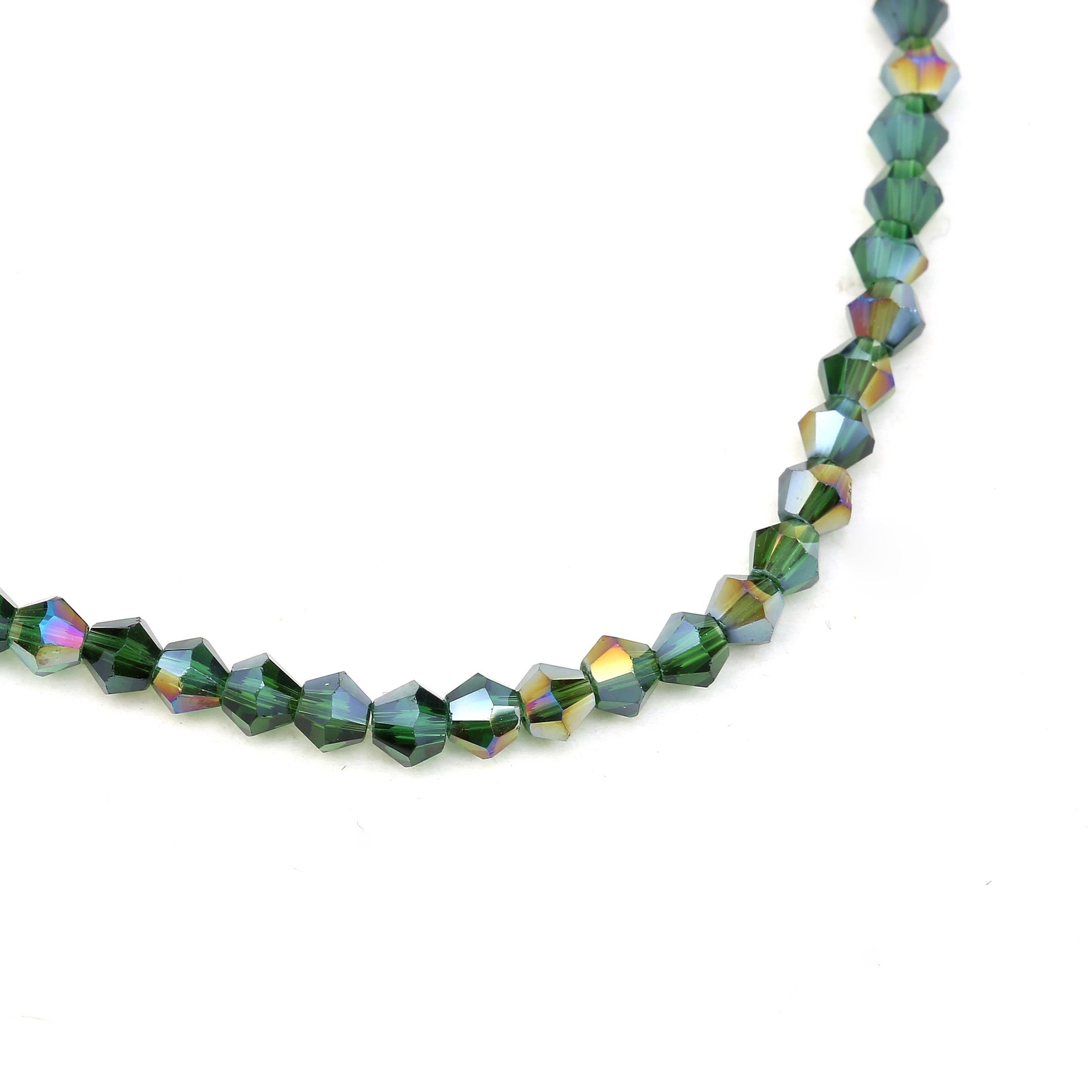 4 mm Yeşil Piramit Cam Boncuk