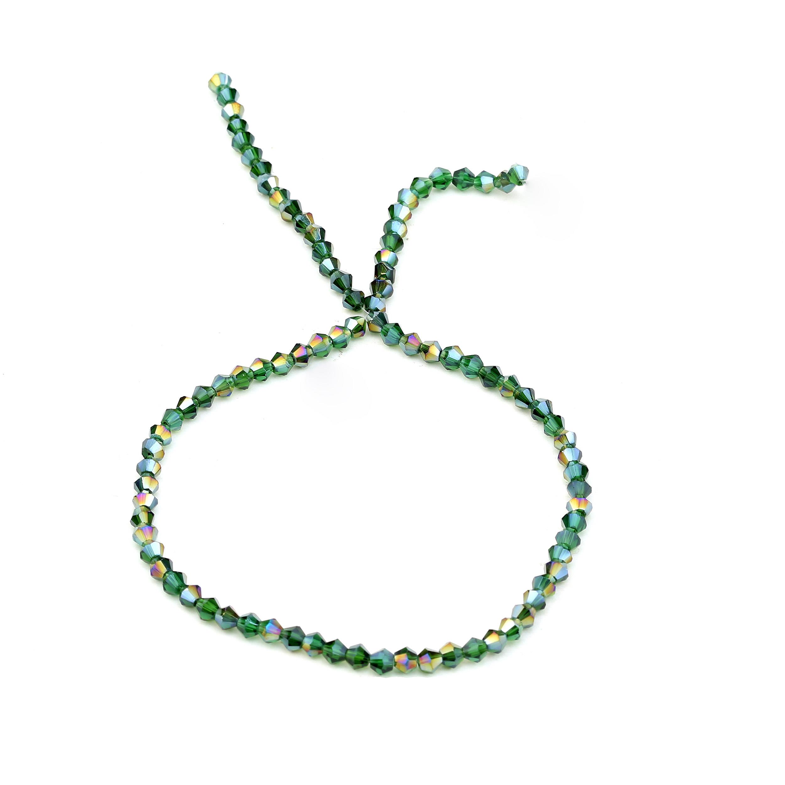 4 mm Yeşil Piramit Cam Boncuk