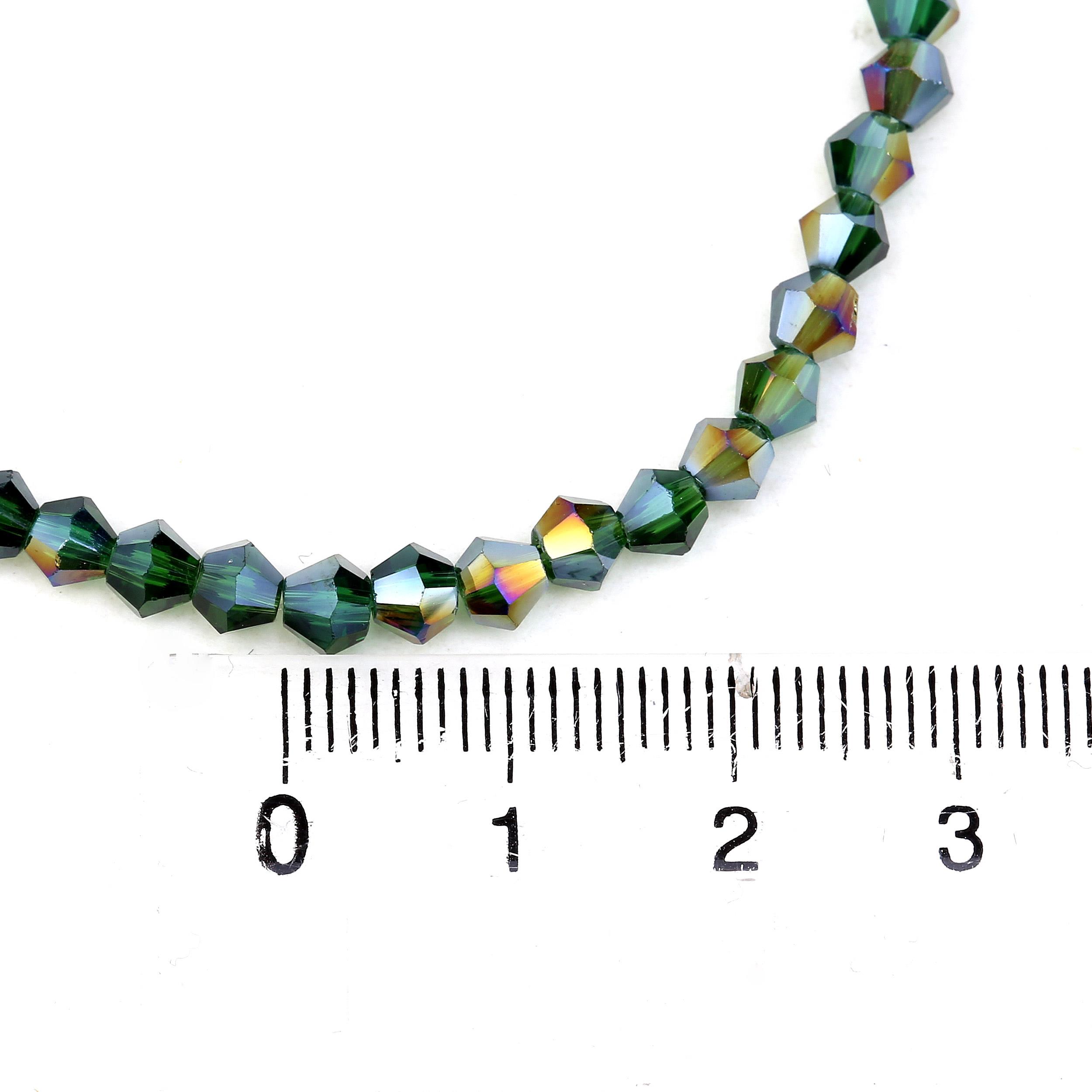 4 mm Yeşil Piramit Cam Boncuk