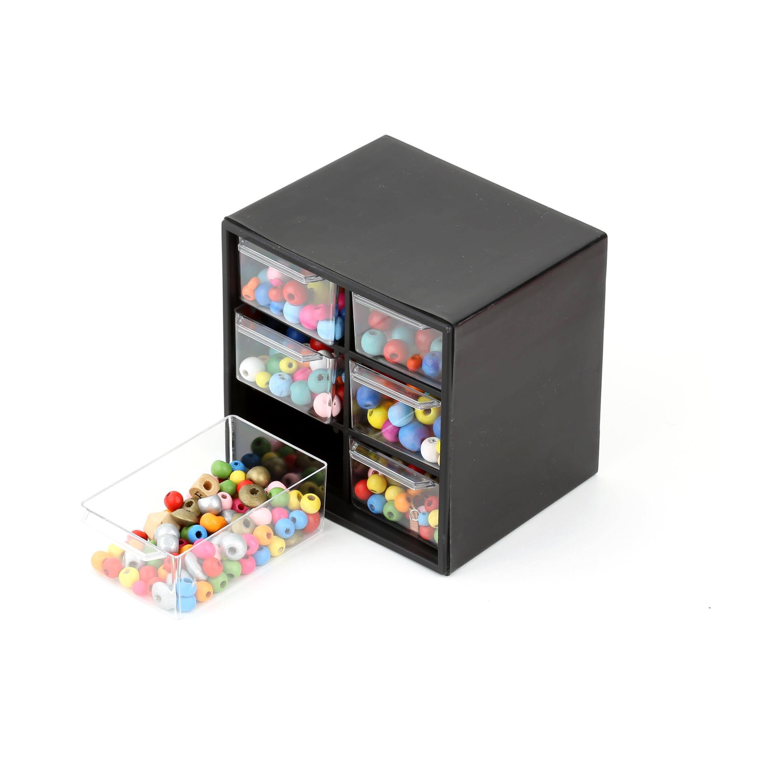 6 Çekmeceli Taş ve Boncuk Saklama Kutusu Siyah