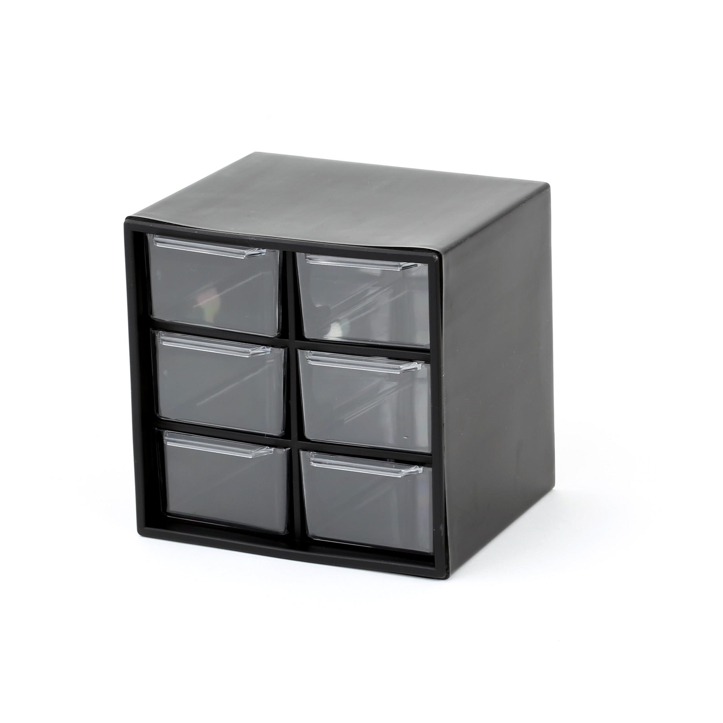 6 Çekmeceli Taş ve Boncuk Saklama Kutusu Siyah