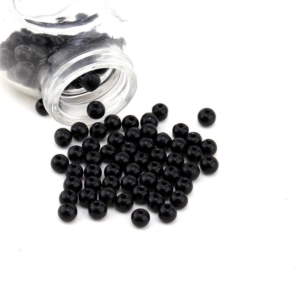 6 mm Siyah Cam inci Boncuk 100 adet