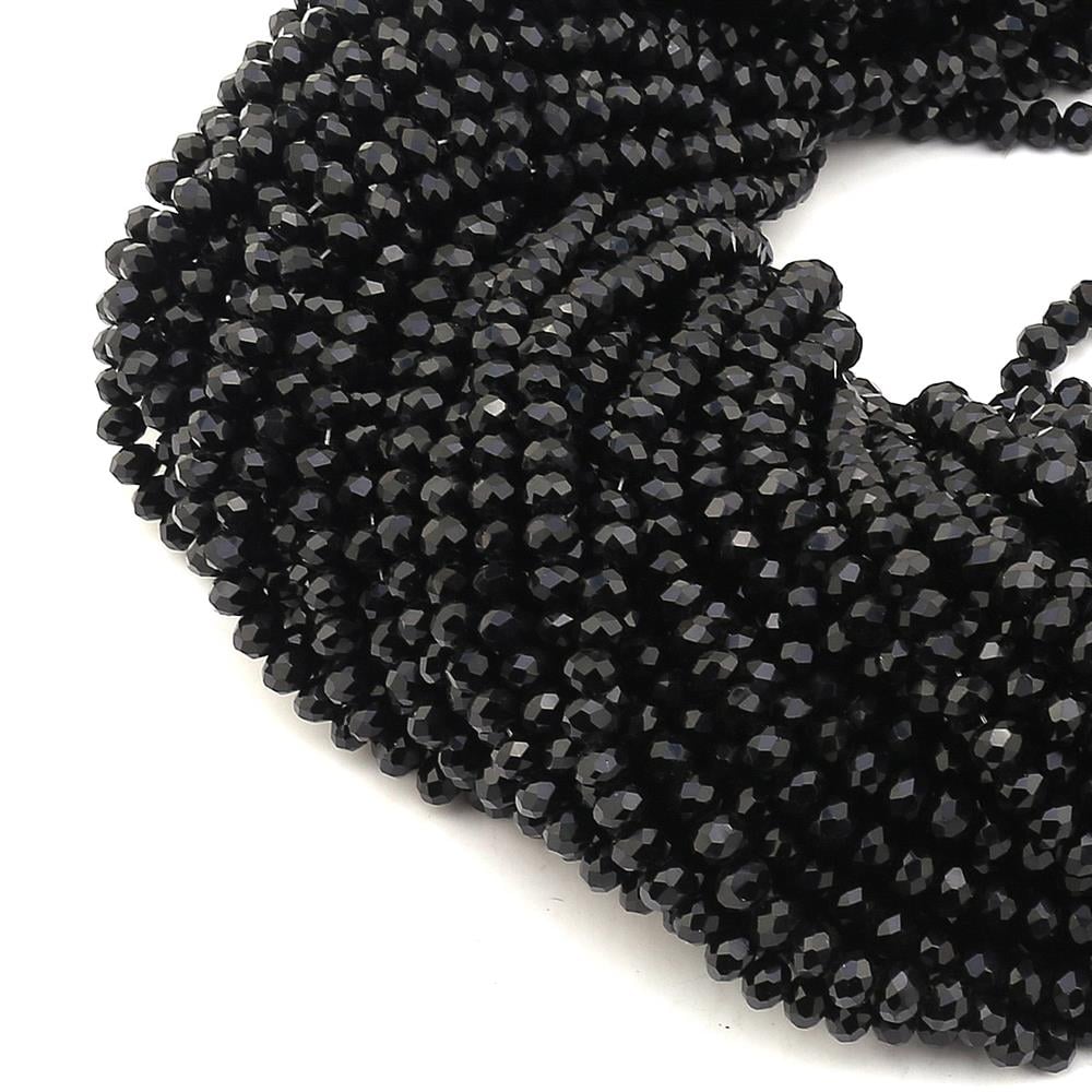 6 mm Siyah Kristal Cam Boncuk