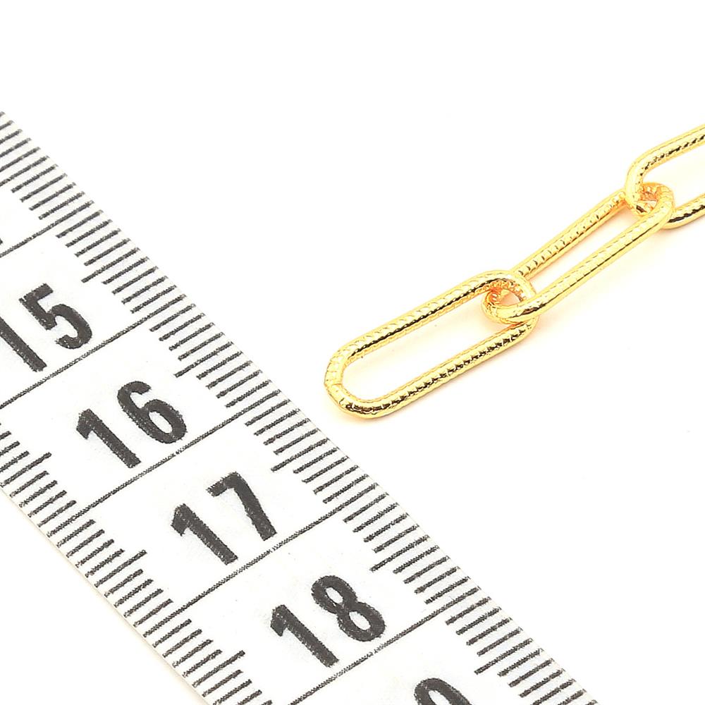 Altın Kaplama Desenli İnce Dikdörtgen Zincir