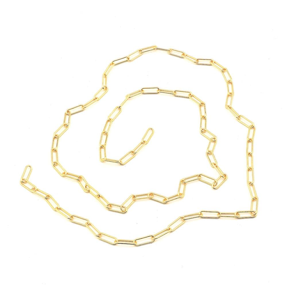 Altın Kaplama Desenli İnce Dikdörtgen Zincir