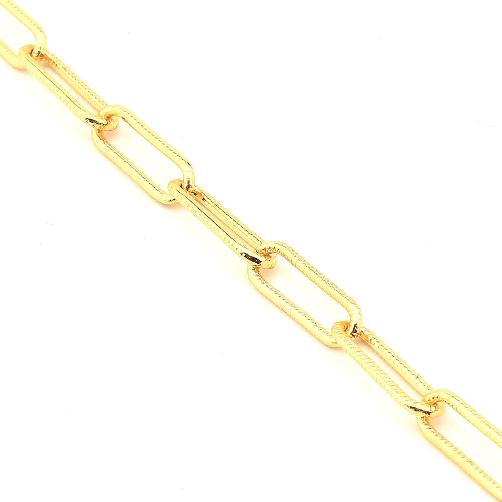 Altın Kaplama Desenli İnce Dikdörtgen Zincir