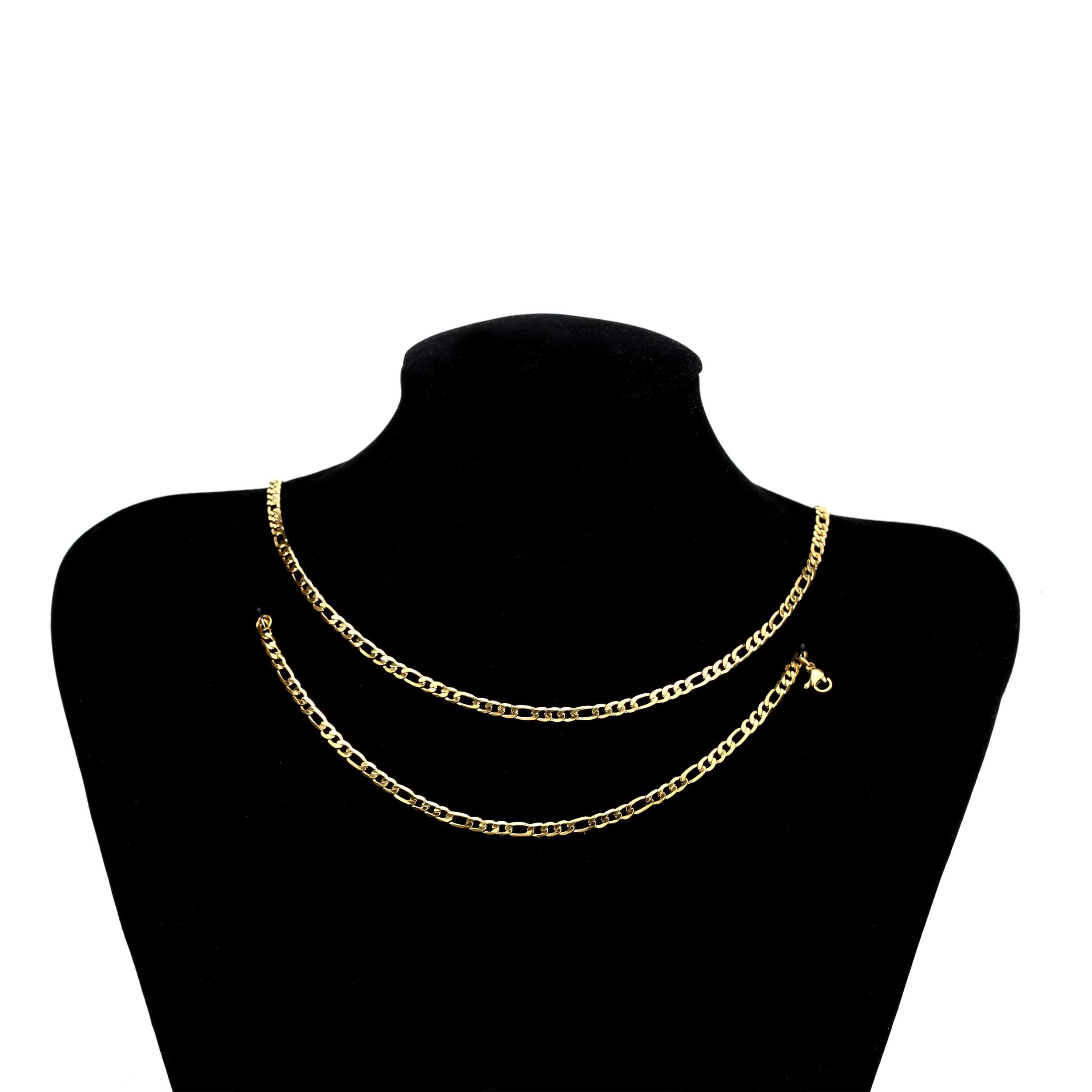 Altın Renk Çelik Kolye Bileklik Seti