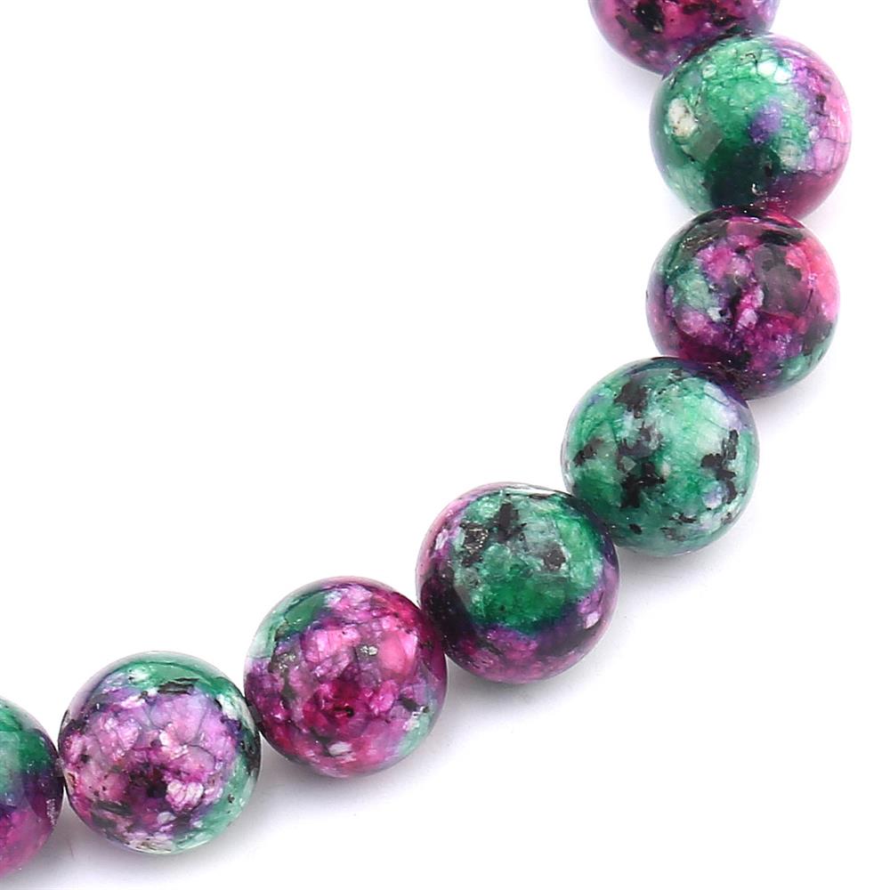 Bordo Yeşil Desenli Kuvars Boncuk