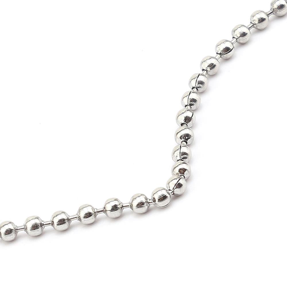 Çelik Top Kolye Zinciri 45 cm Gümüş Renk