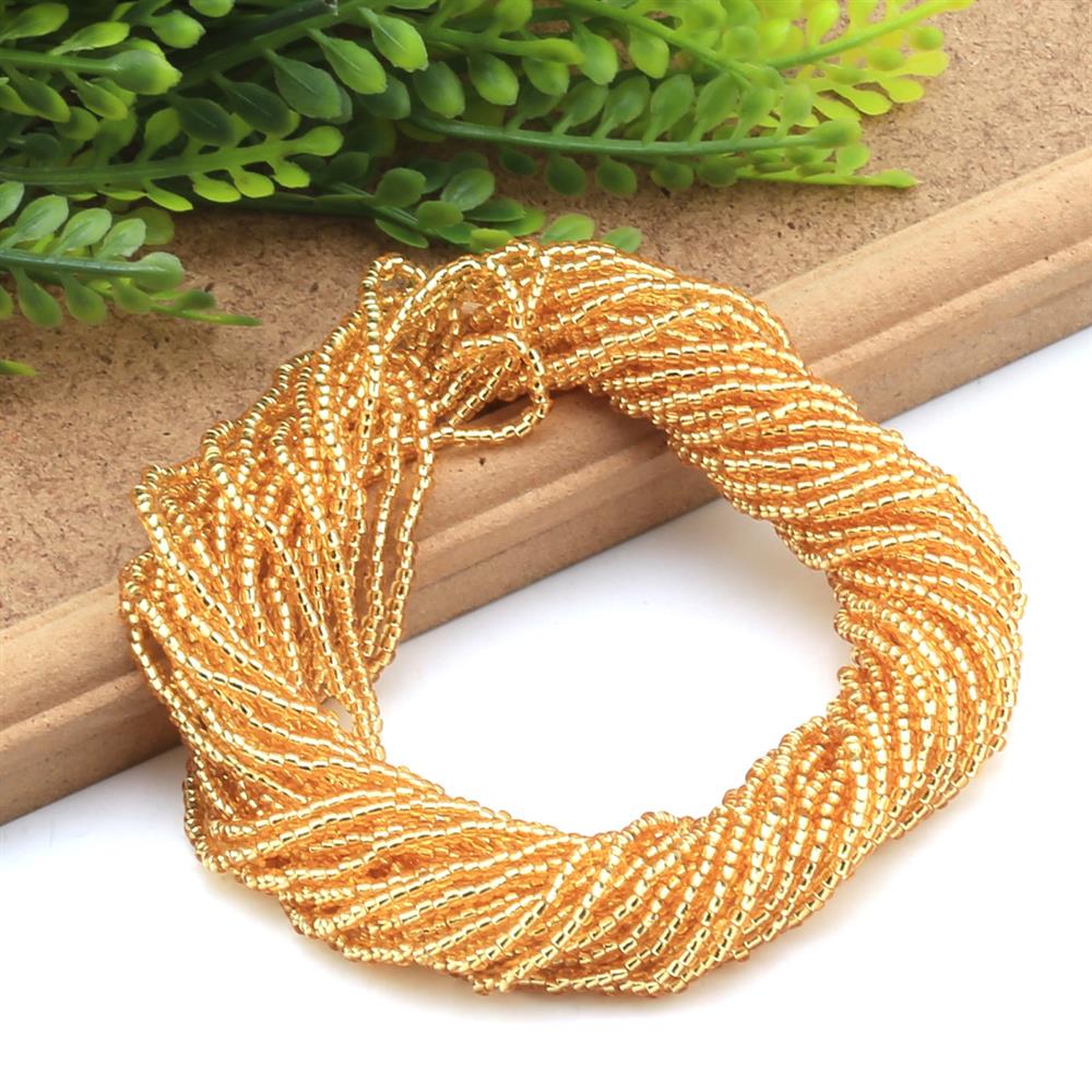 Dizi Kum Boncuk Şeffaf Altın 2 mm 11/0