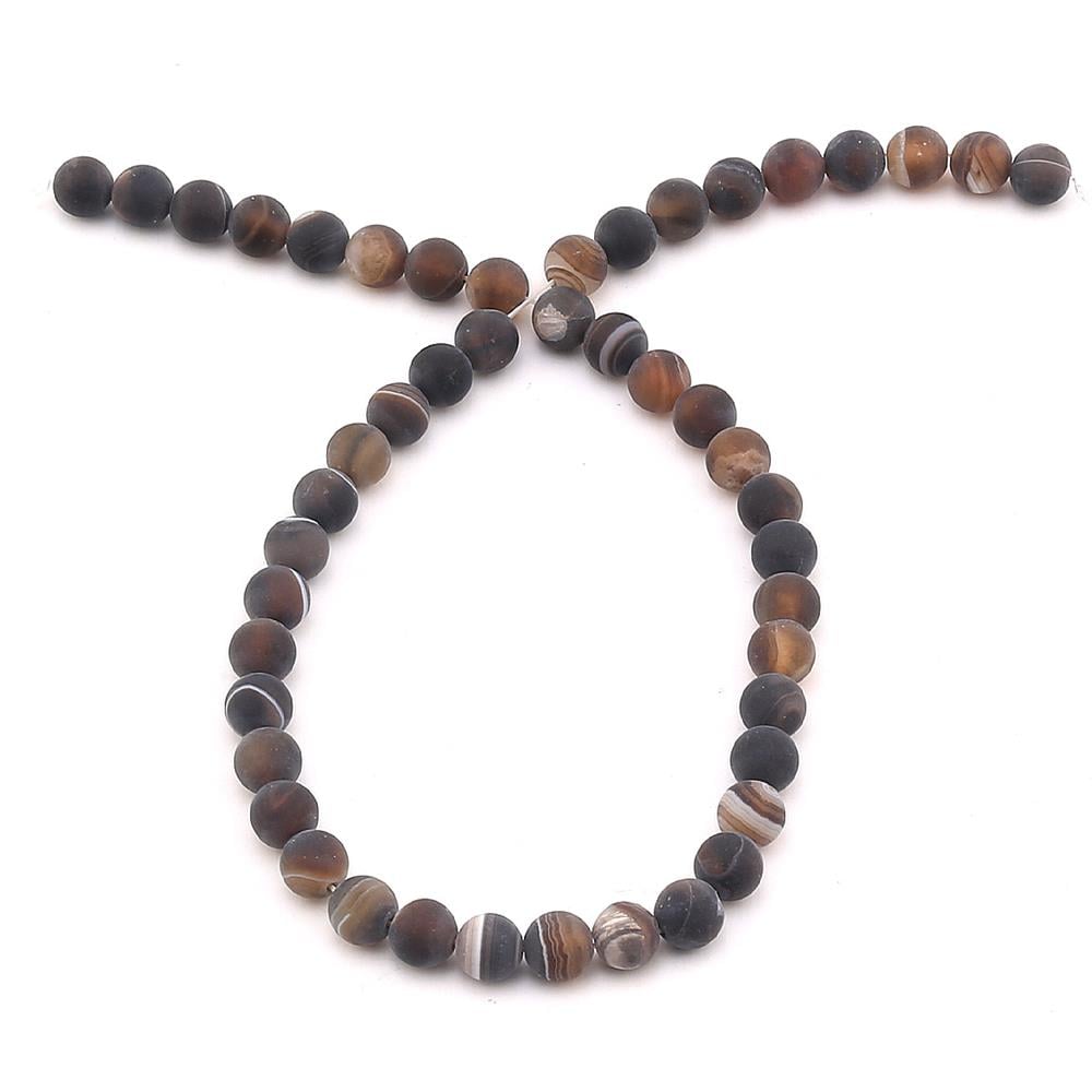 Doğal Mat Akik Boncuk Kahverengi