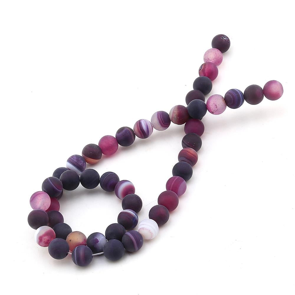 Doğal Mat Mor Akik Boncuk