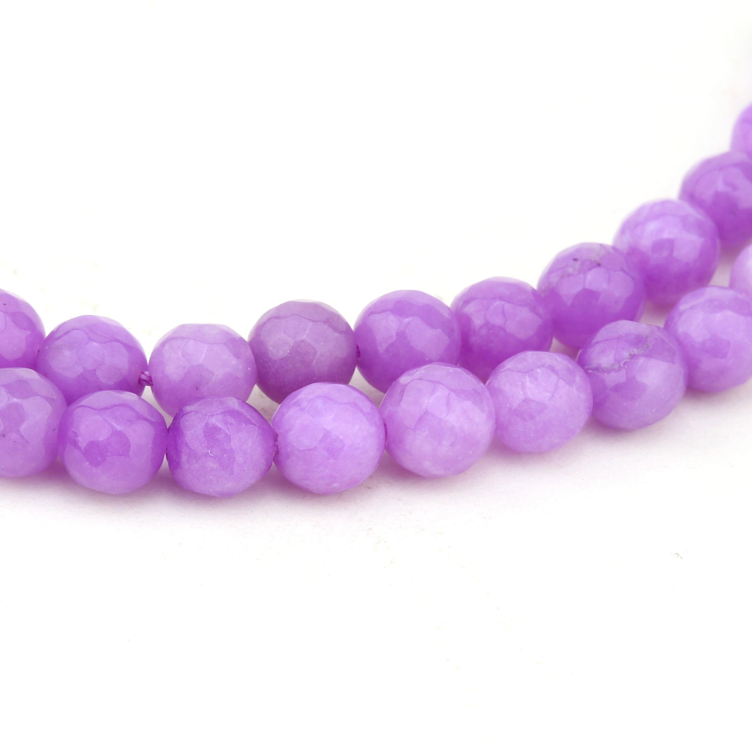 Fasetli Lila Kuvars Taşı Boncuk 8 mm