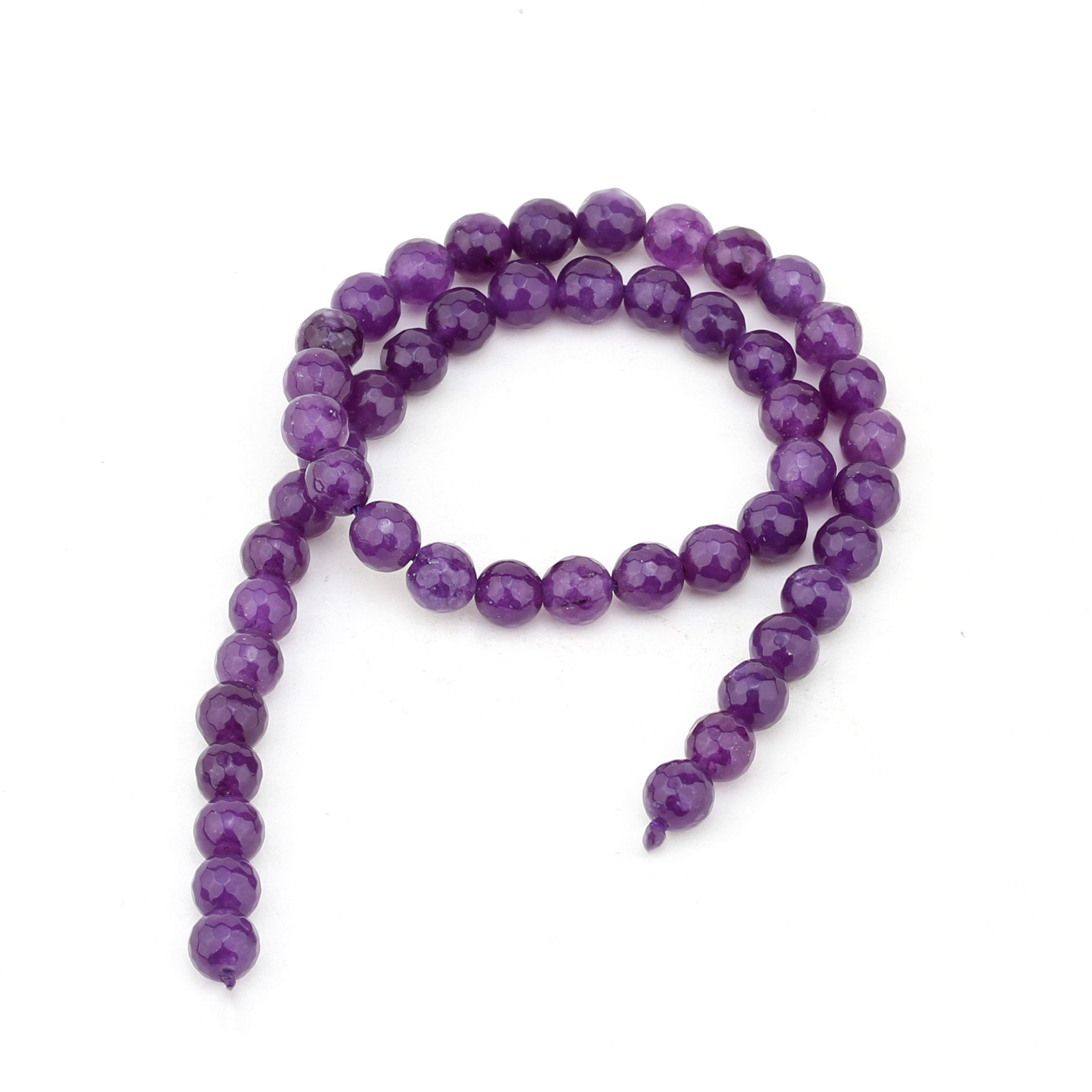 Fasetli Mor Kuvars Taşı Boncuk 8 mm