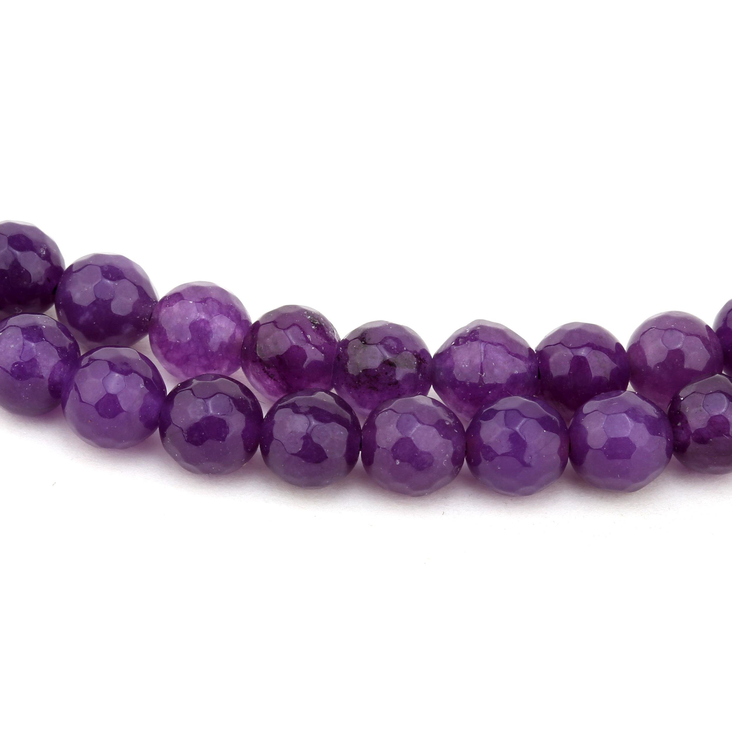 Fasetli Mor Kuvars Taşı Boncuk 8 mm