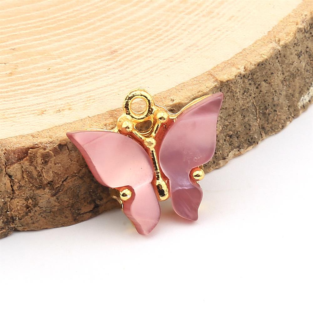 Gül Kurusu Sedefli Kelebek Takı Ucu