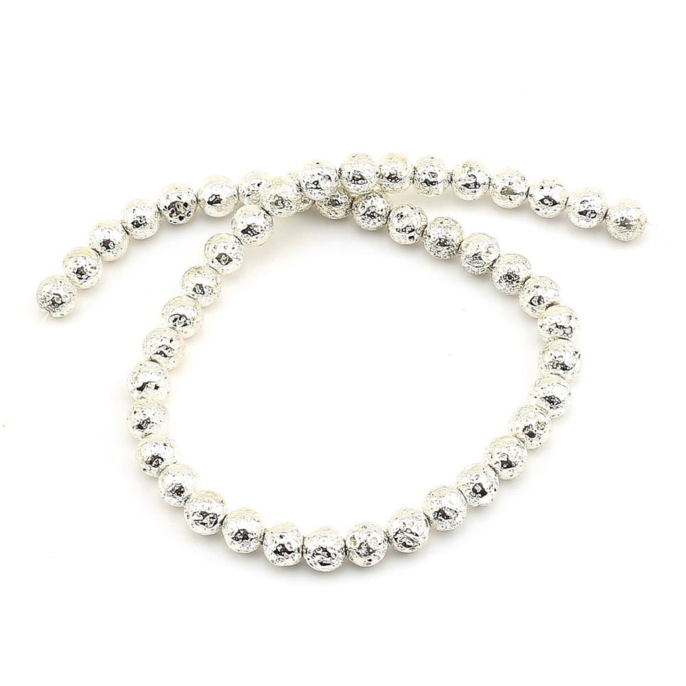 Gümüş Hematit Kaplamalı Lav Taşı Boncuk