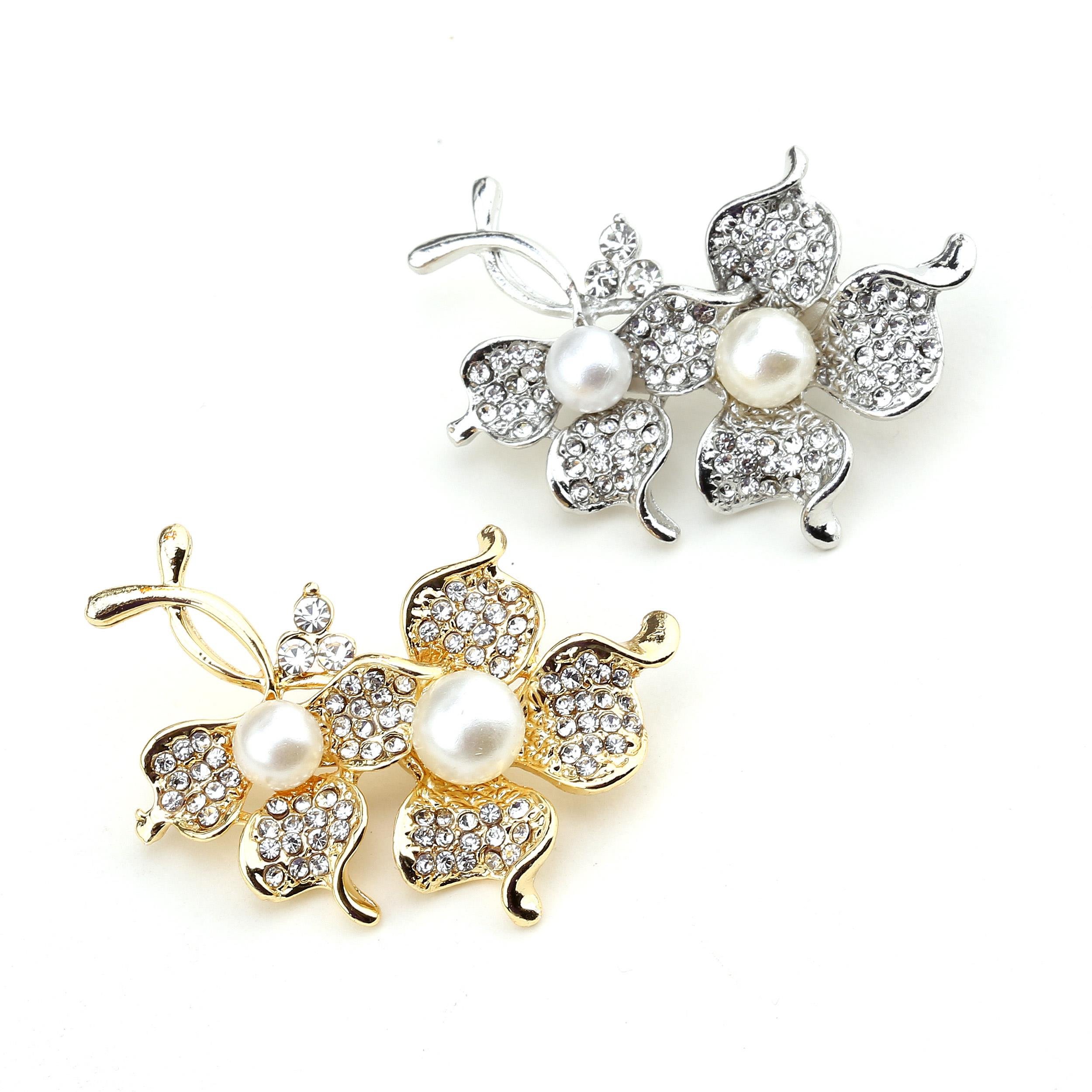 Taşlı İncili Çiçek Broş