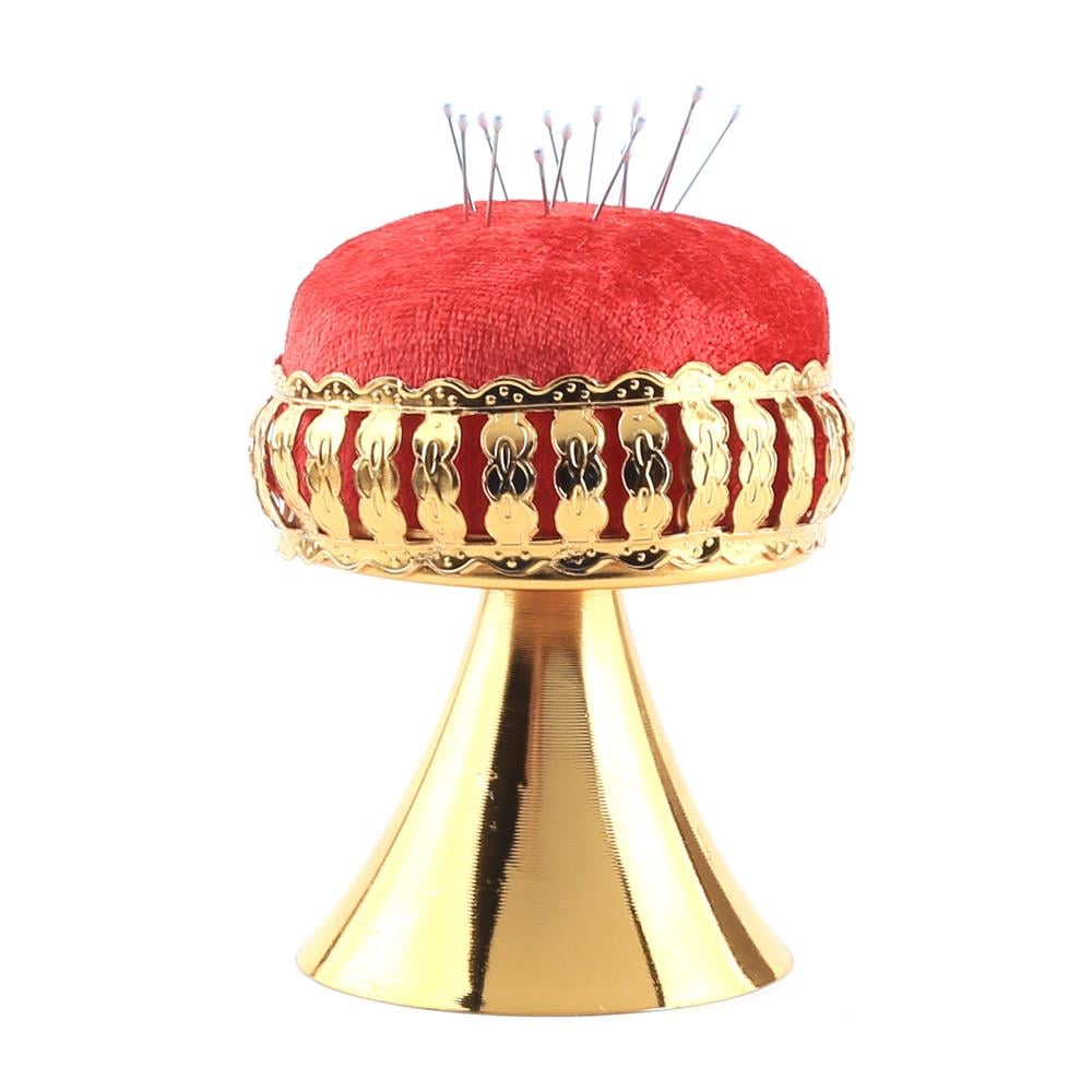 Kadife Kaplı Altın Vazo İğnedanlık Kırmızı