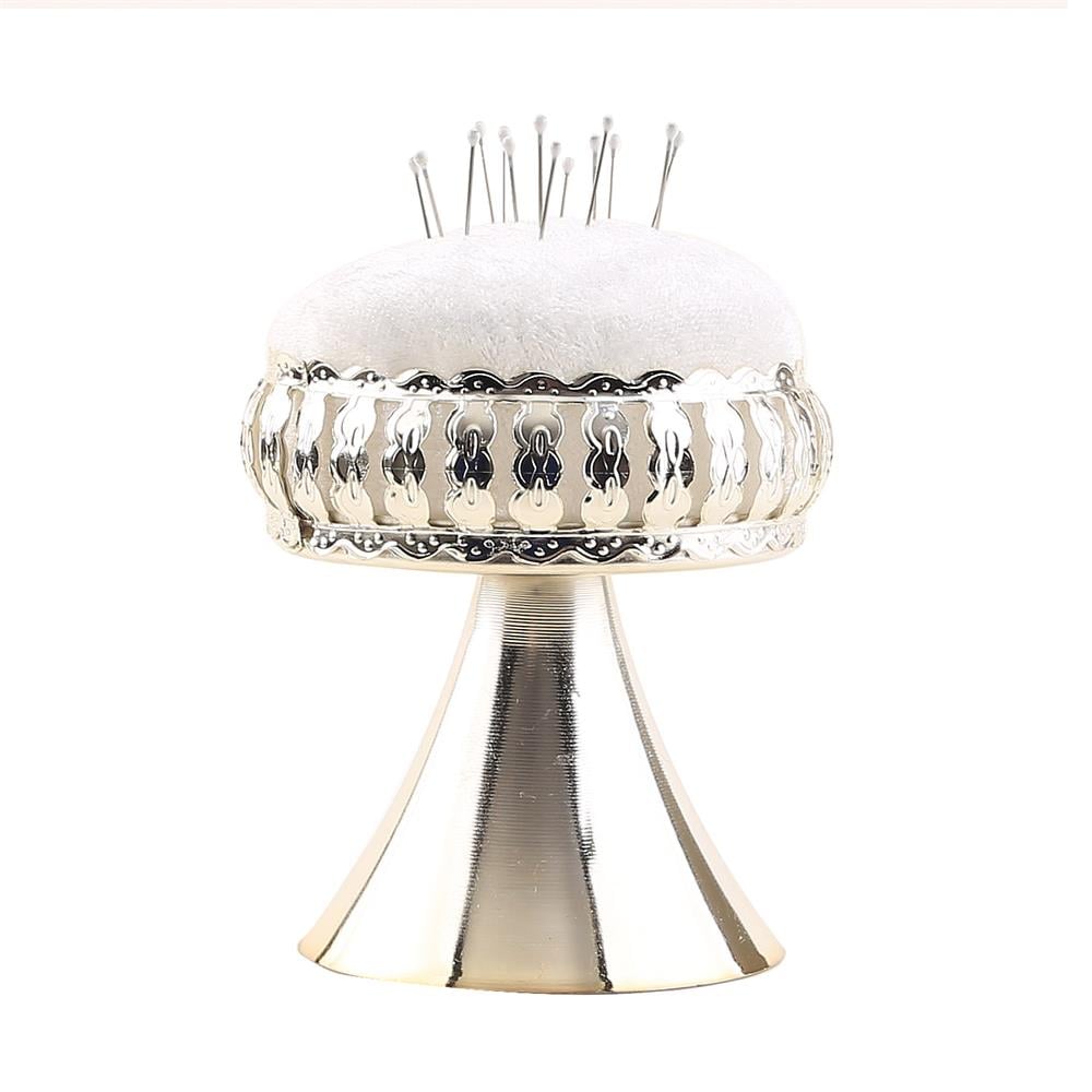 Kadife Kaplı Gümüş Vazo İğnedanlık Beyaz