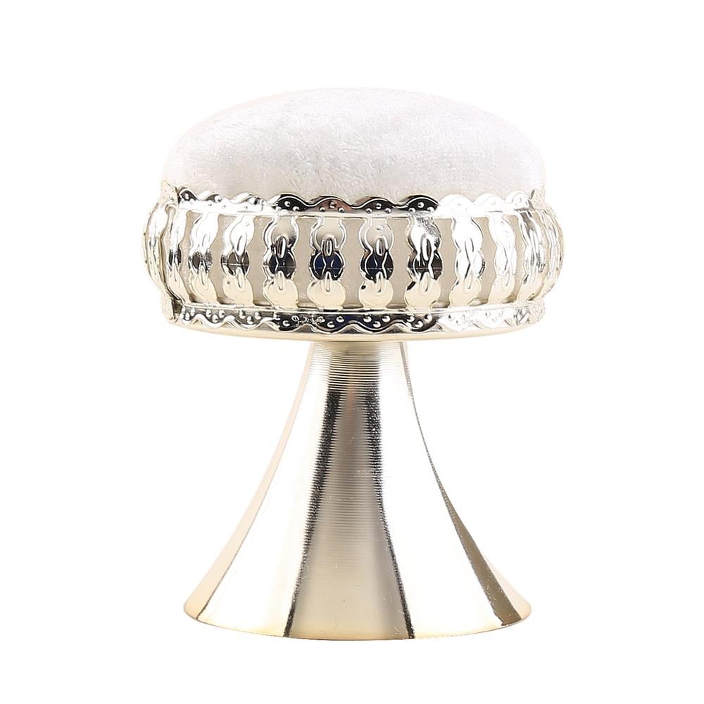 Kadife Kaplı Gümüş Vazo İğnedanlık Beyaz