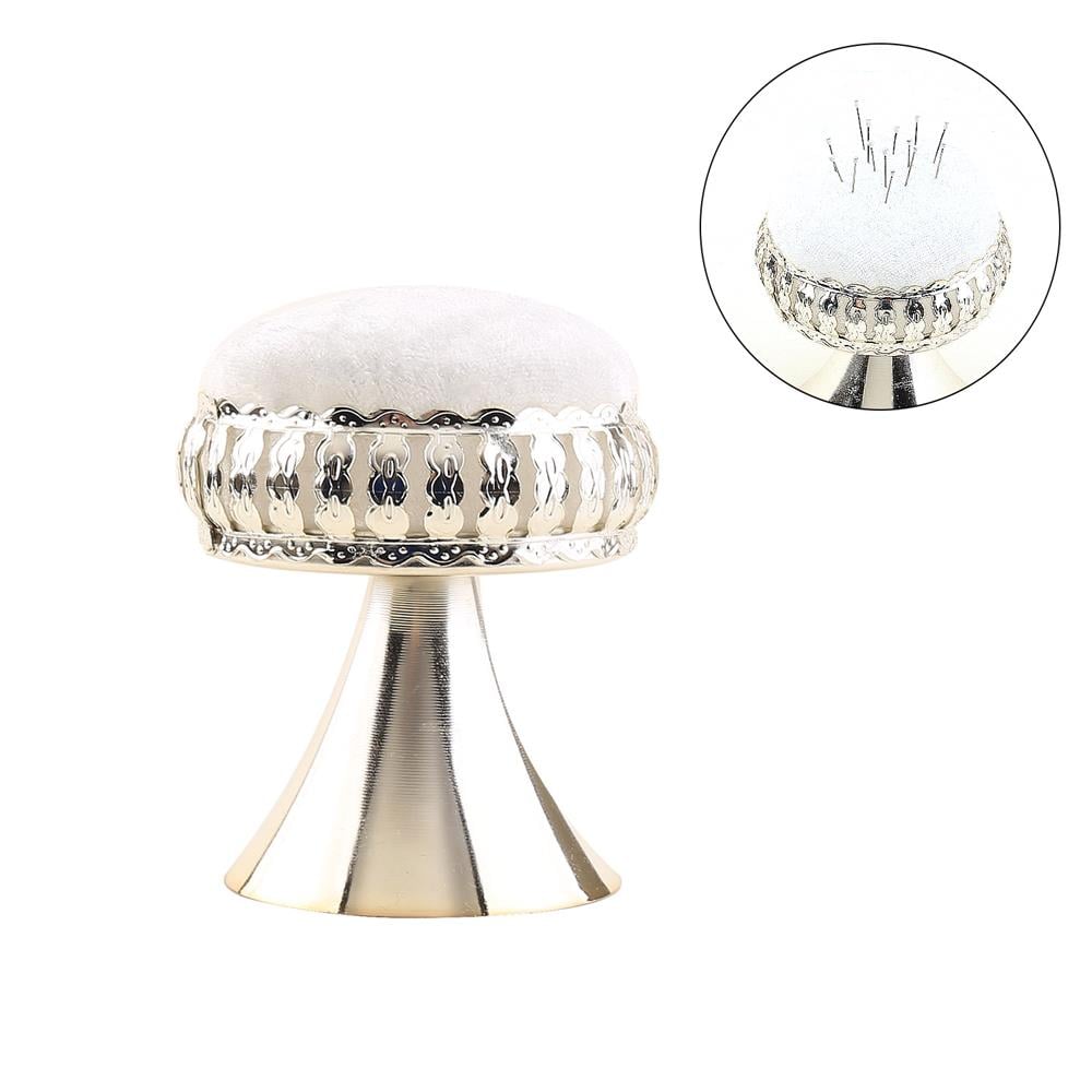 Kadife Kaplı Gümüş Vazo İğnedanlık Beyaz