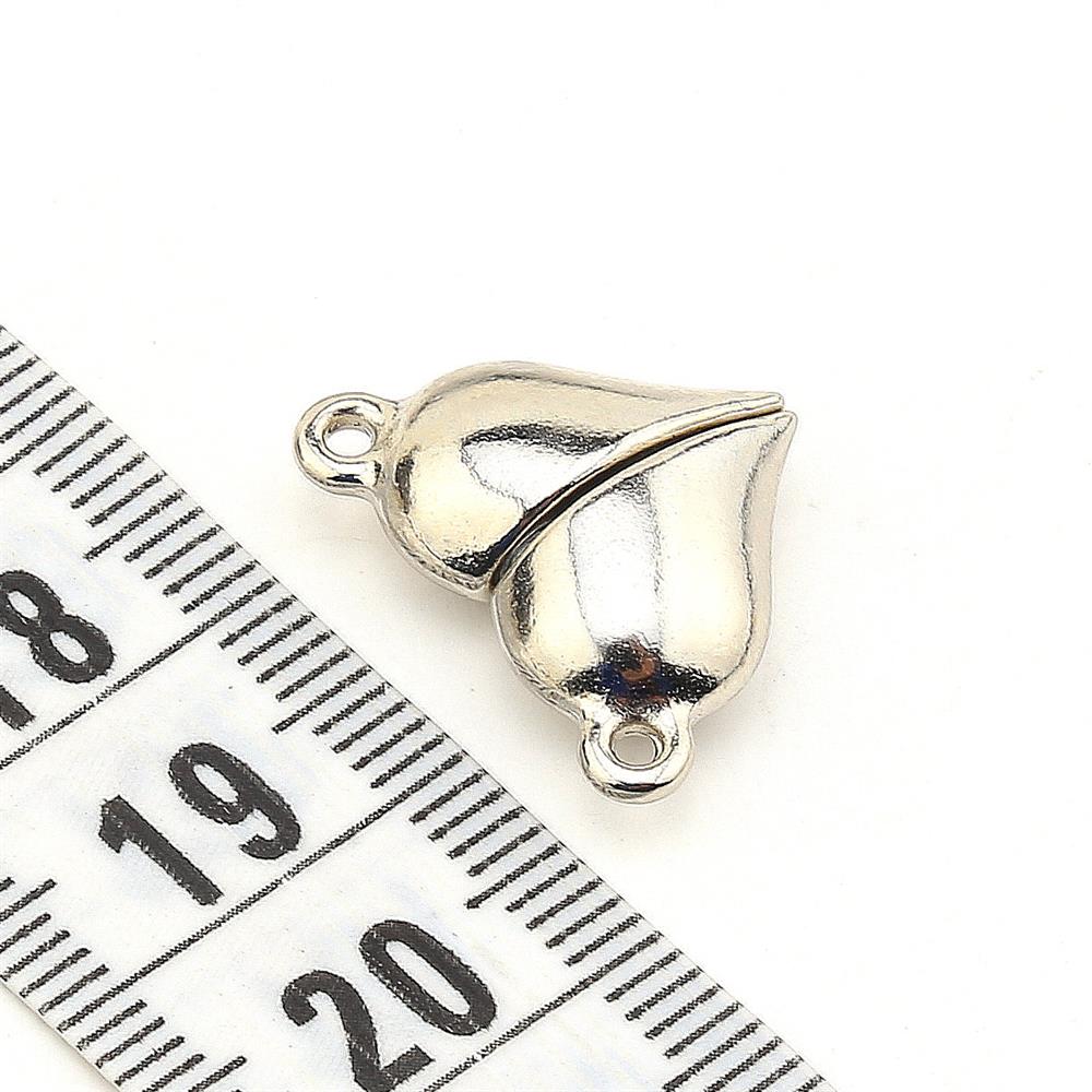 Kalp Şeklinde Mıknatıslı Bileklik Klipsi Gümüş