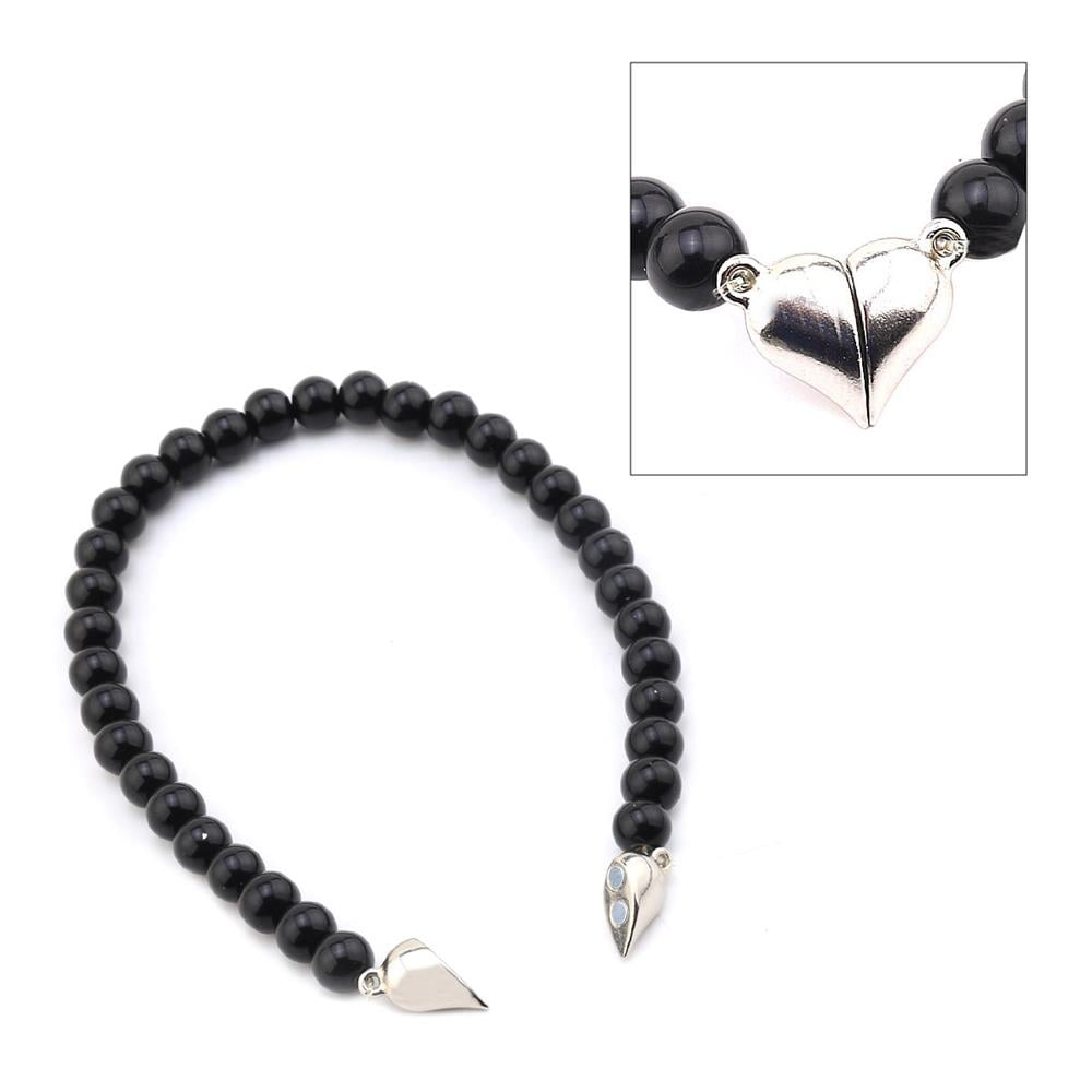 Kalp Şeklinde Mıknatıslı Bileklik Klipsi Gümüş