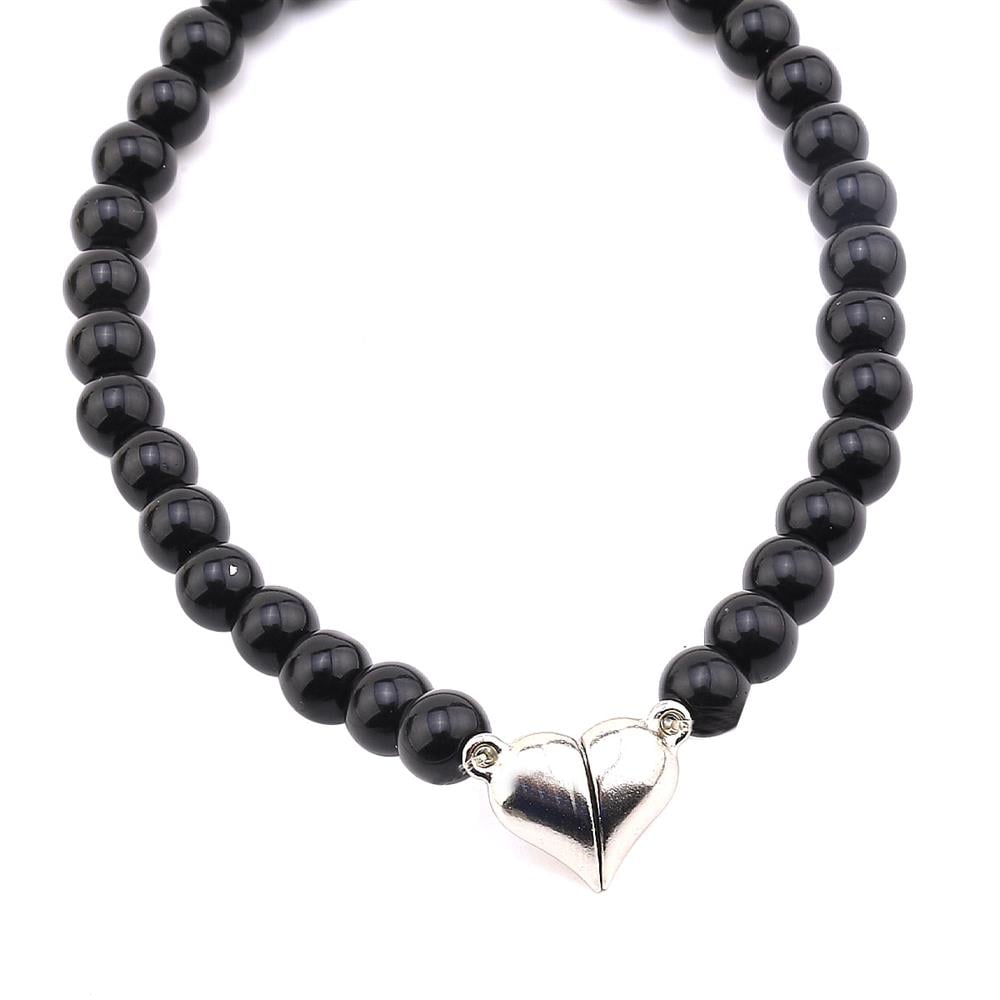 Kalp Şeklinde Mıknatıslı Bileklik Klipsi Gümüş