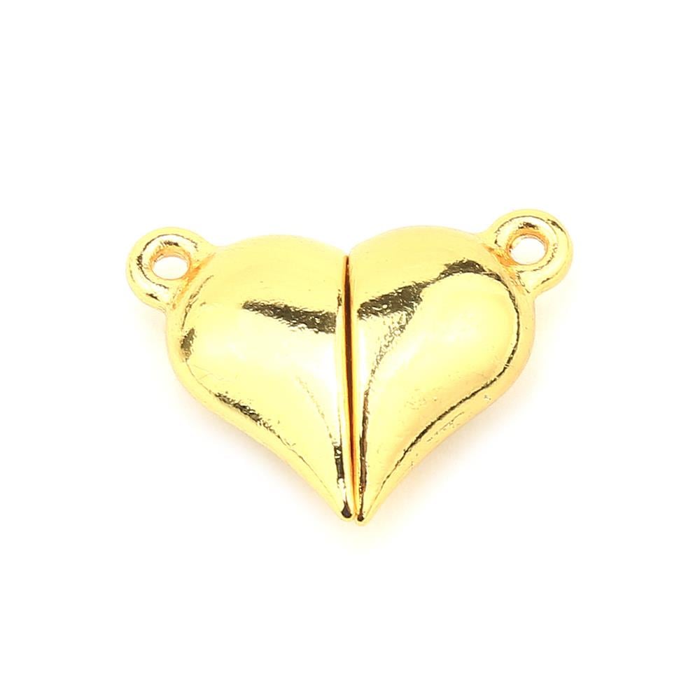 Kalp Şeklinde Mıknatıslı Bileklik Klipsi Altın