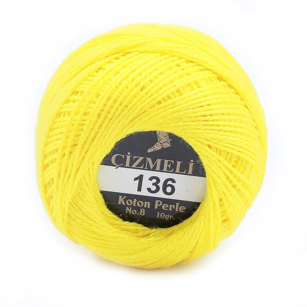 Koton Perle No:8 Etamin Kanaviçe Nakış ipliği 136 Sarı