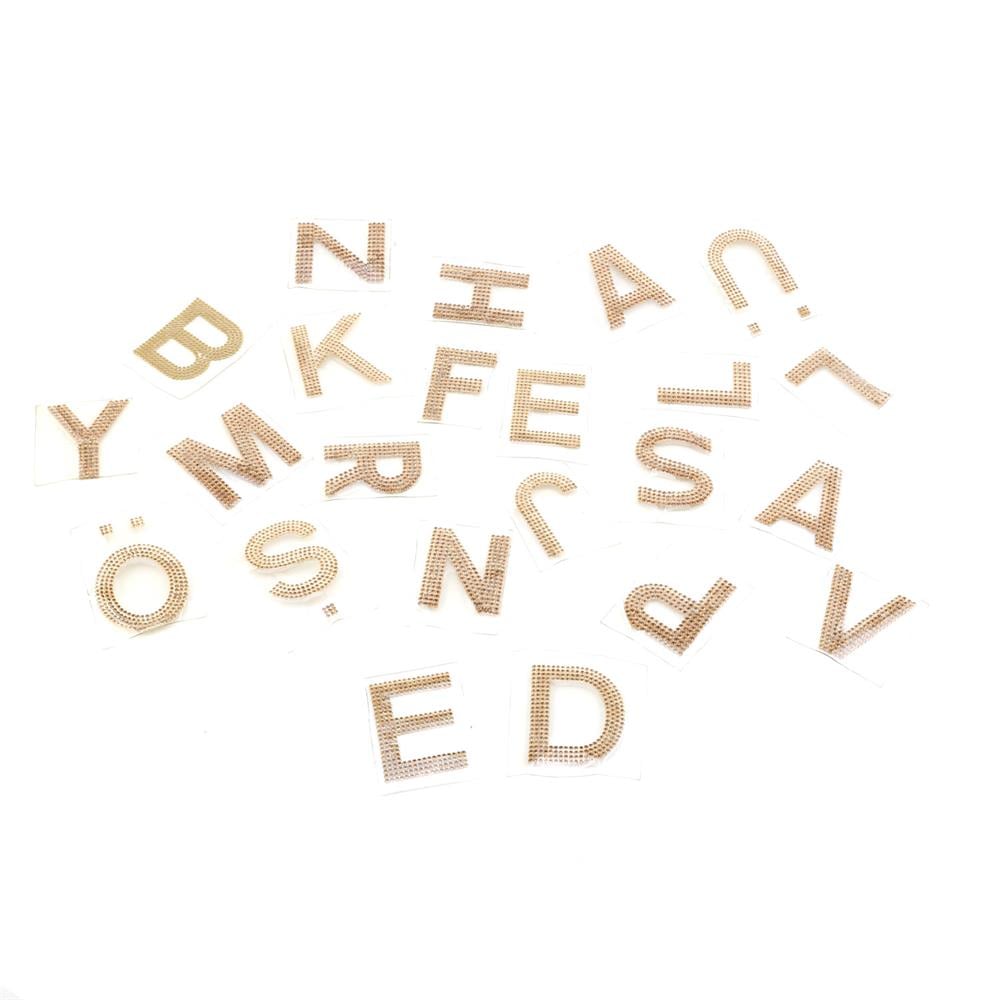 Kristal Gold Taşlı Ütüyle Yapıştırma Harf