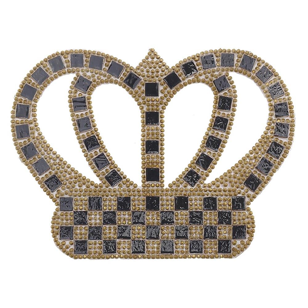 Kristal Sarı Taşlı Kral Tacı Motif Büyük Boy