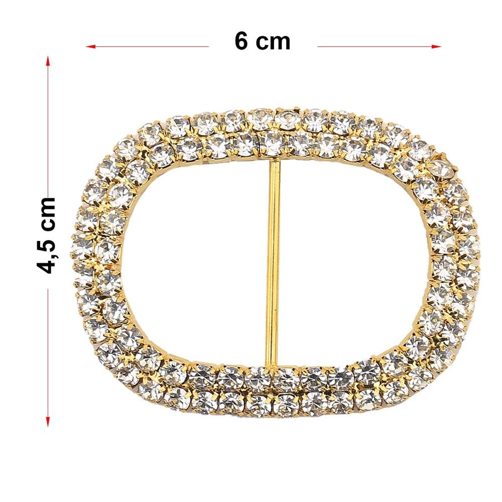 Kristal Taşlı Altın Renk Kemer Tokası