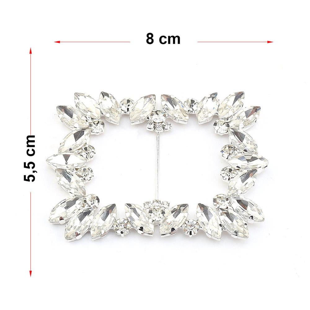 Kristal Taşlı Büyük Dikdörtgen Kemer Tokası