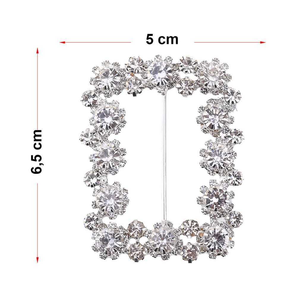 Kristal Taşlı Dikdörtgen Kemer ve Şal Tokası