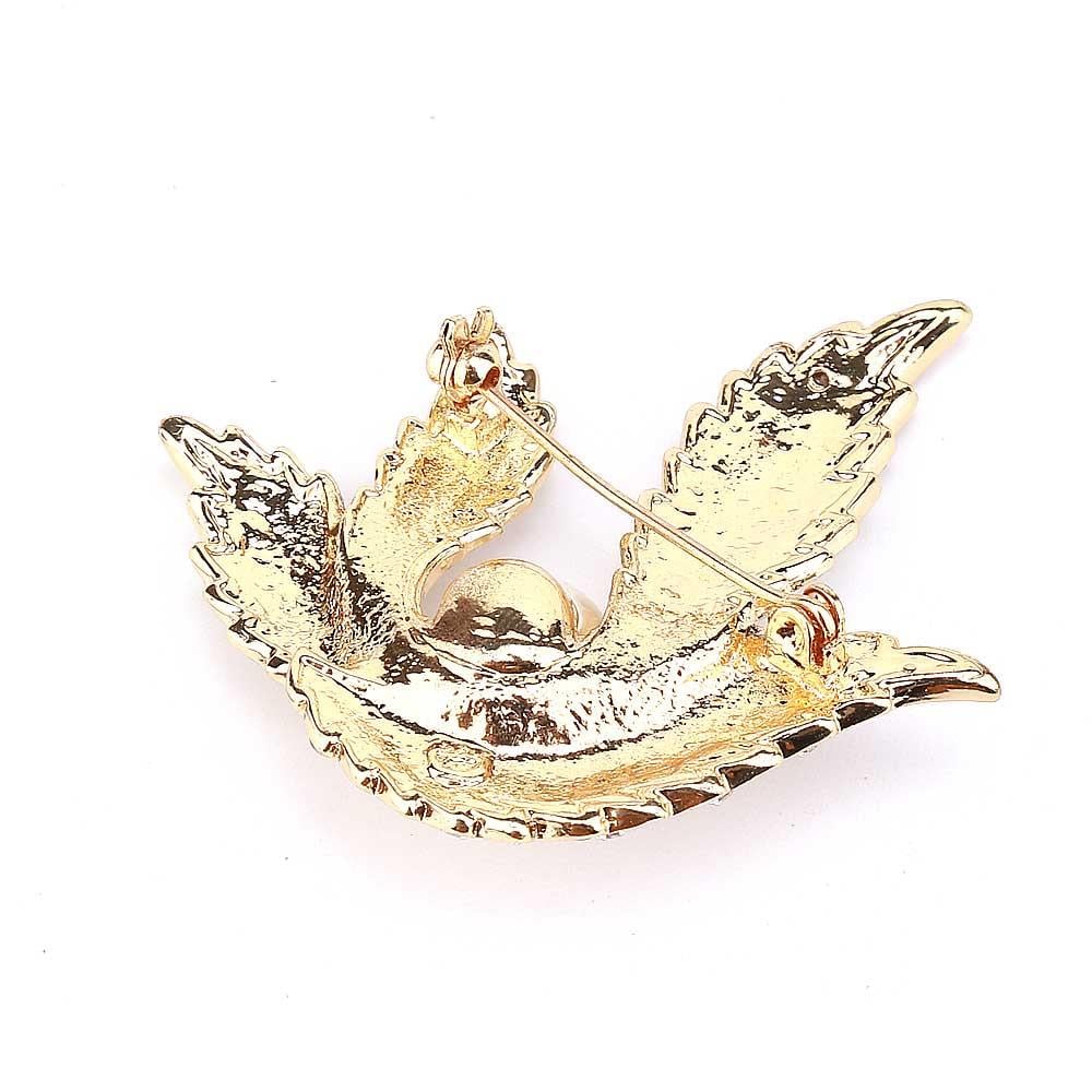 Kristal Taşlı İncili Yaprak Broş