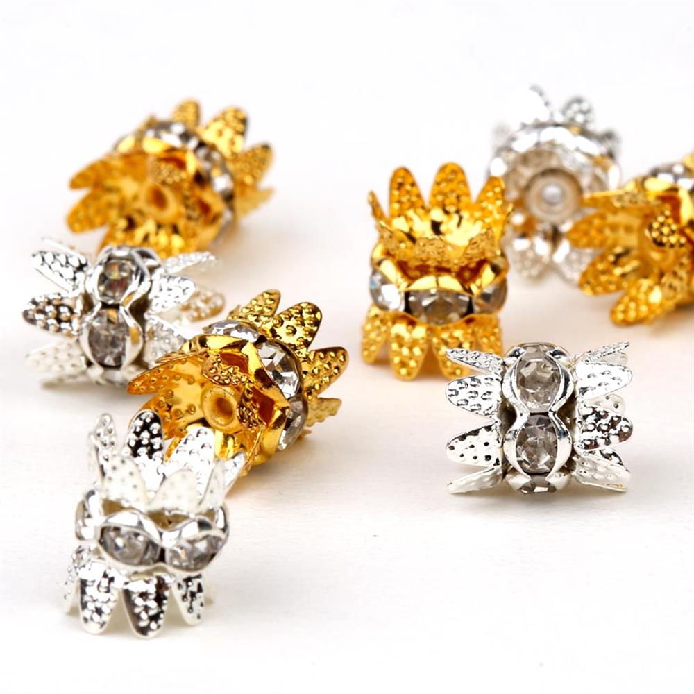 Kristal Taşlı, Metal, Boncuk Ayracı (5 adet)