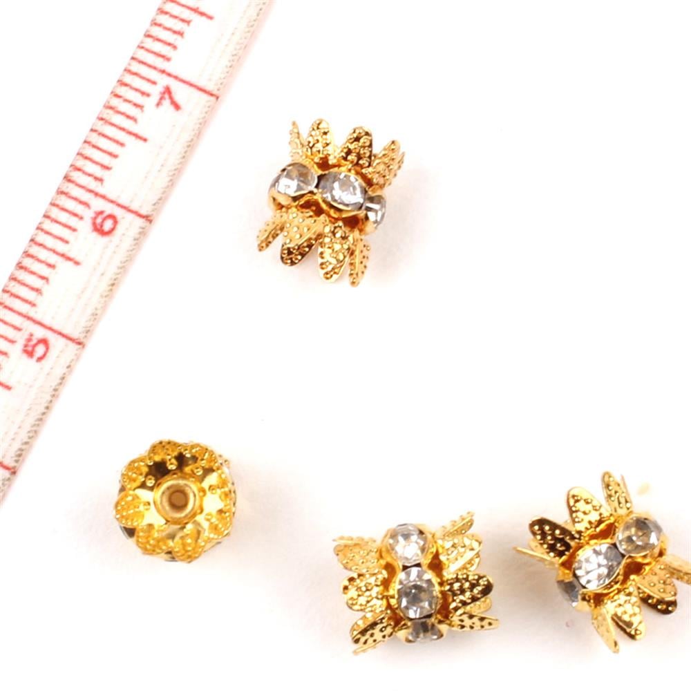 Kristal Taşlı, Metal, Boncuk Ayracı (5 adet)