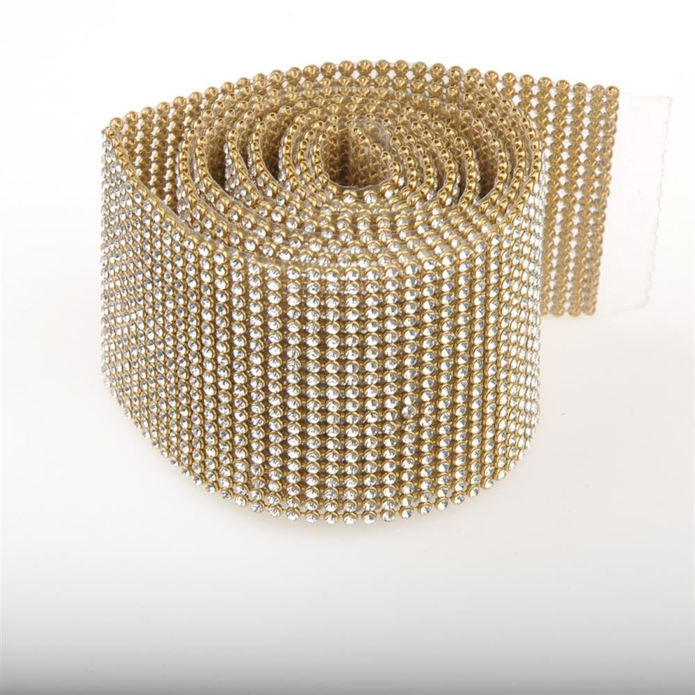 Kristal Taşlı Metal Yuvalı Yapıştırma Mesh