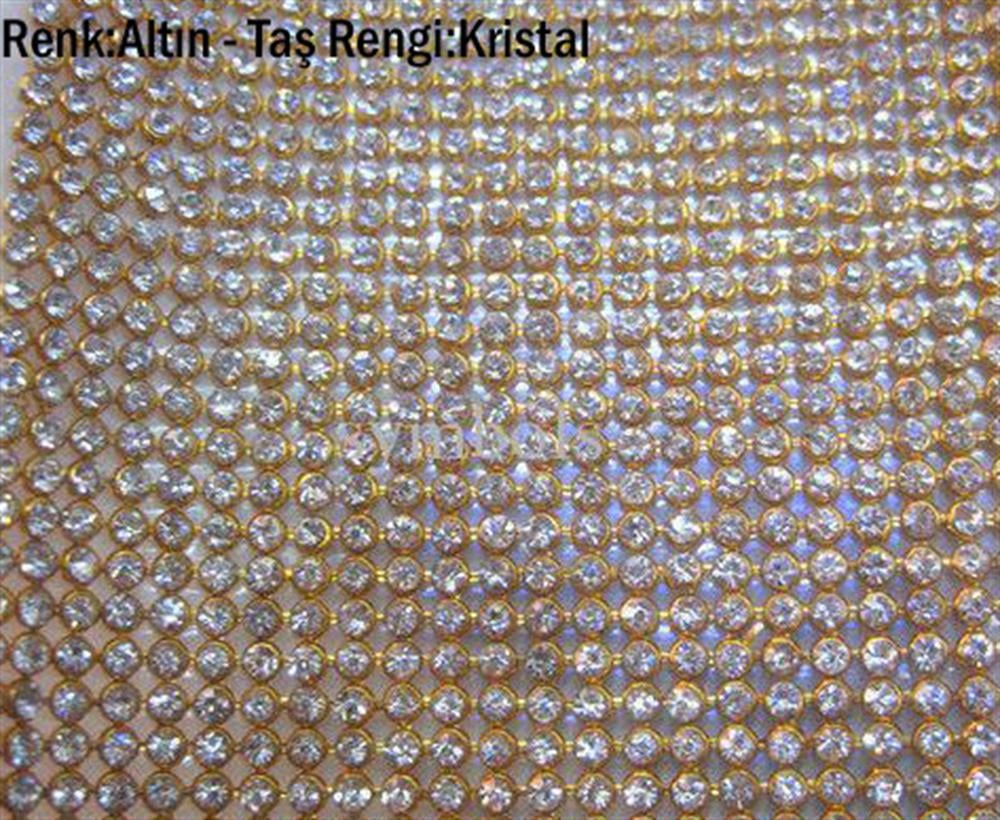 Kristal Taşlı Metal Yuvalı Yapıştırma Mesh
