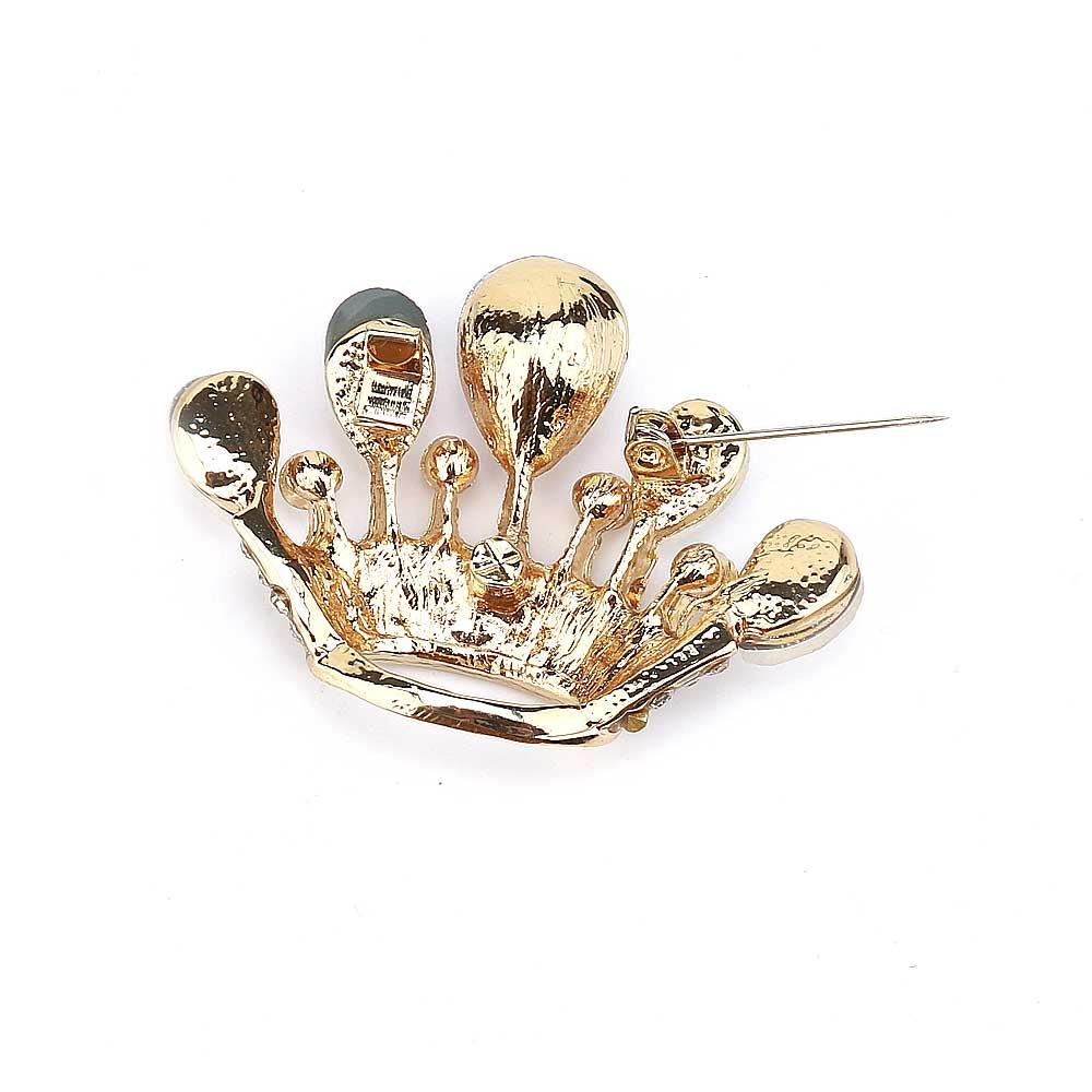 Kristal Taşlı Taç Broş