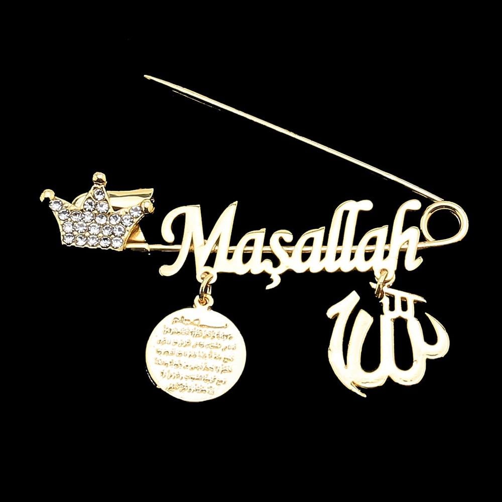 Kristal Taşlı Taçlı Bebek İğnesi