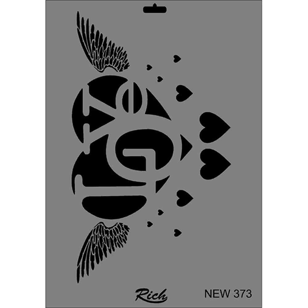 ''Love'' Yazılı Kalp Stencil Şablon 25X35 cm - Rich New 373