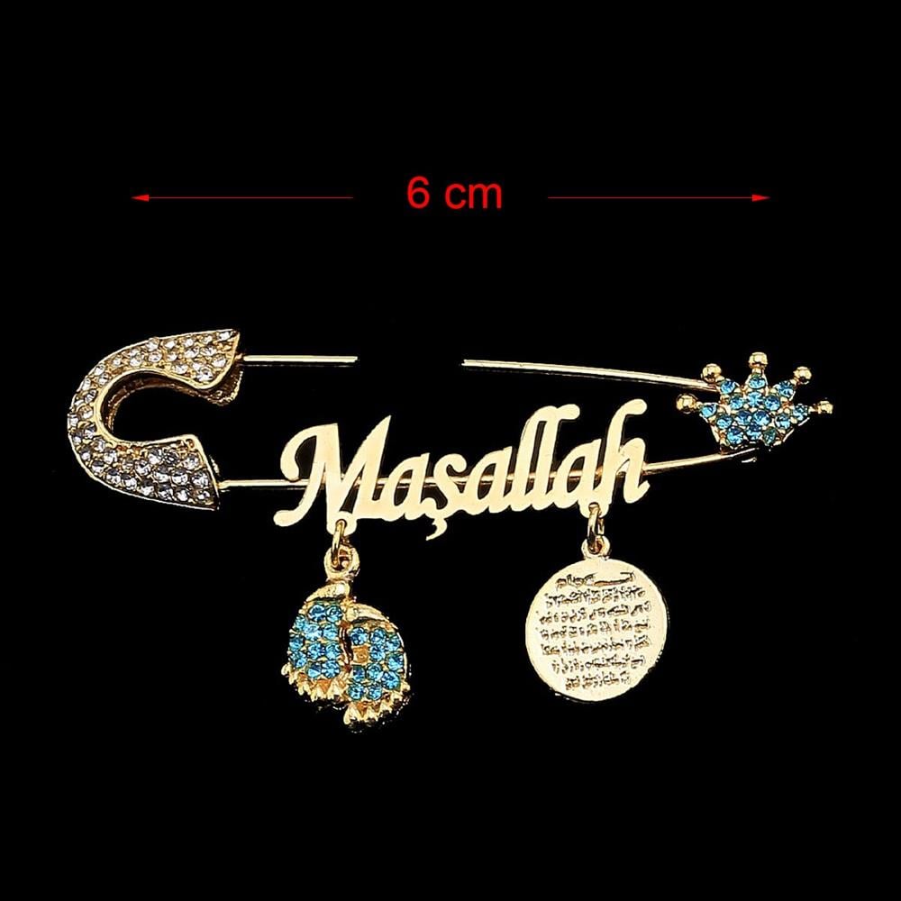 Maşallah Bebek İğnesi Mavi Taç Model