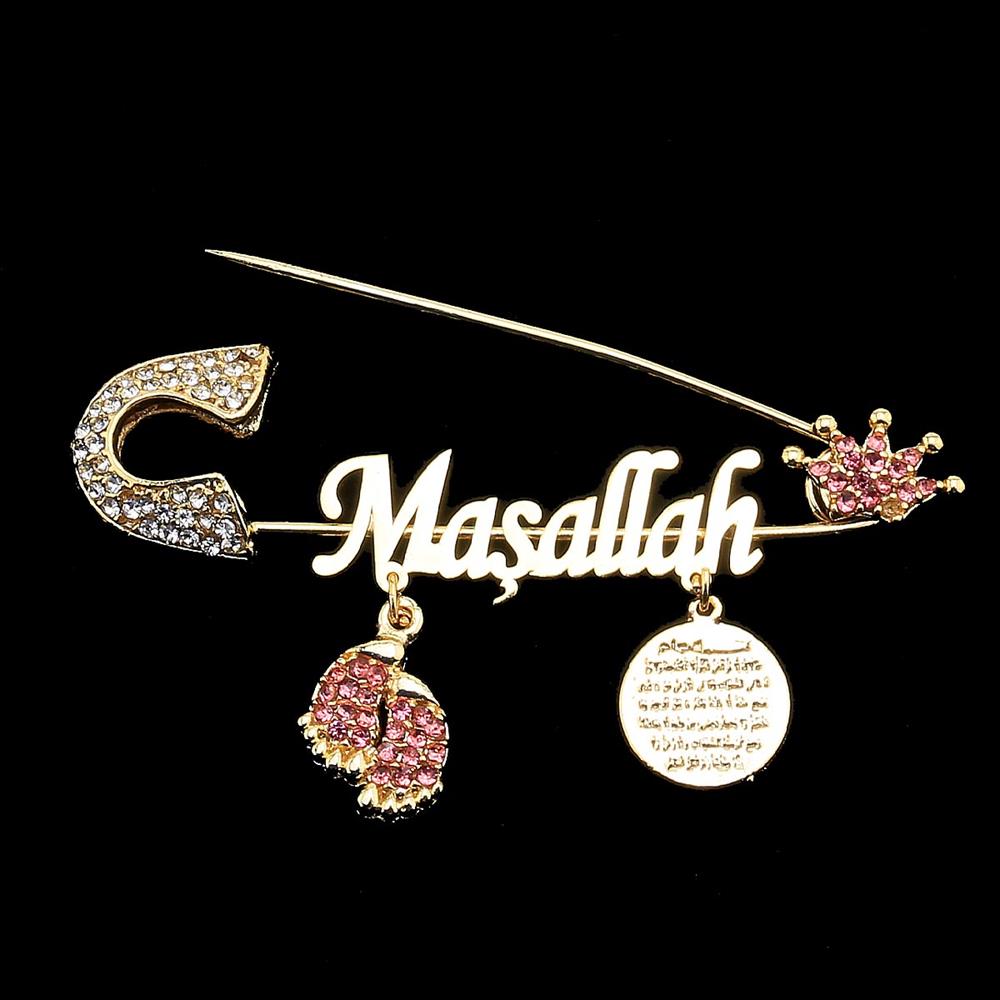 Maşallah Bebek İğnesi Pembe Taç Model